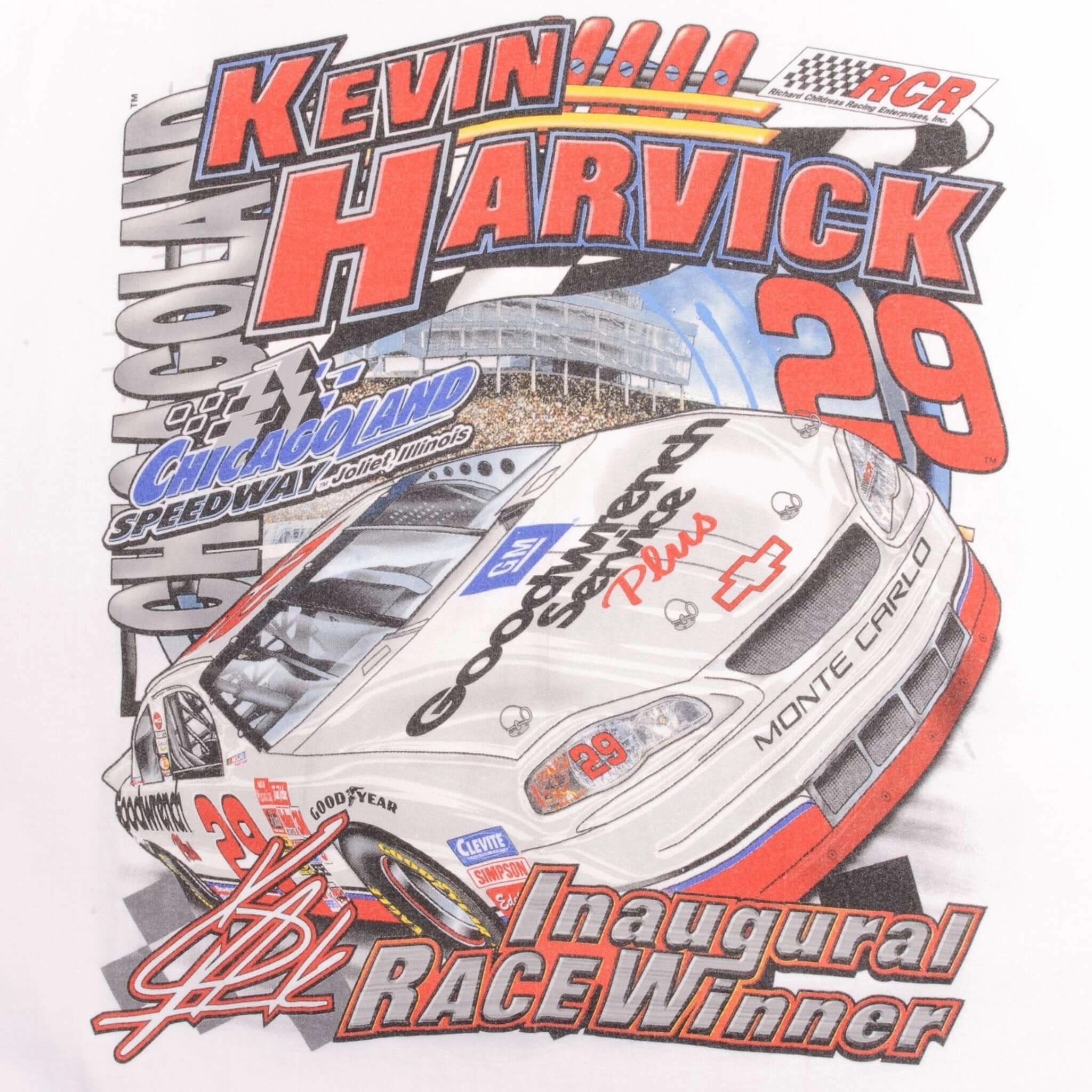 VINTAGE NASCAR RACING KEVIN HARVICK CHICAGOLAND INAUGURAL 2001 TEE SHIRT XL
