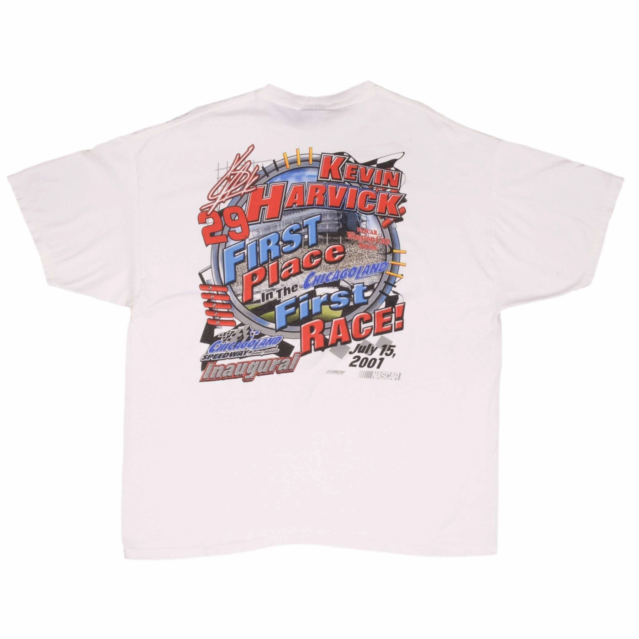 VINTAGE NASCAR RACING KEVIN HARVICK CHICAGOLAND INAUGURAL 2001 TEE SHIRT XL