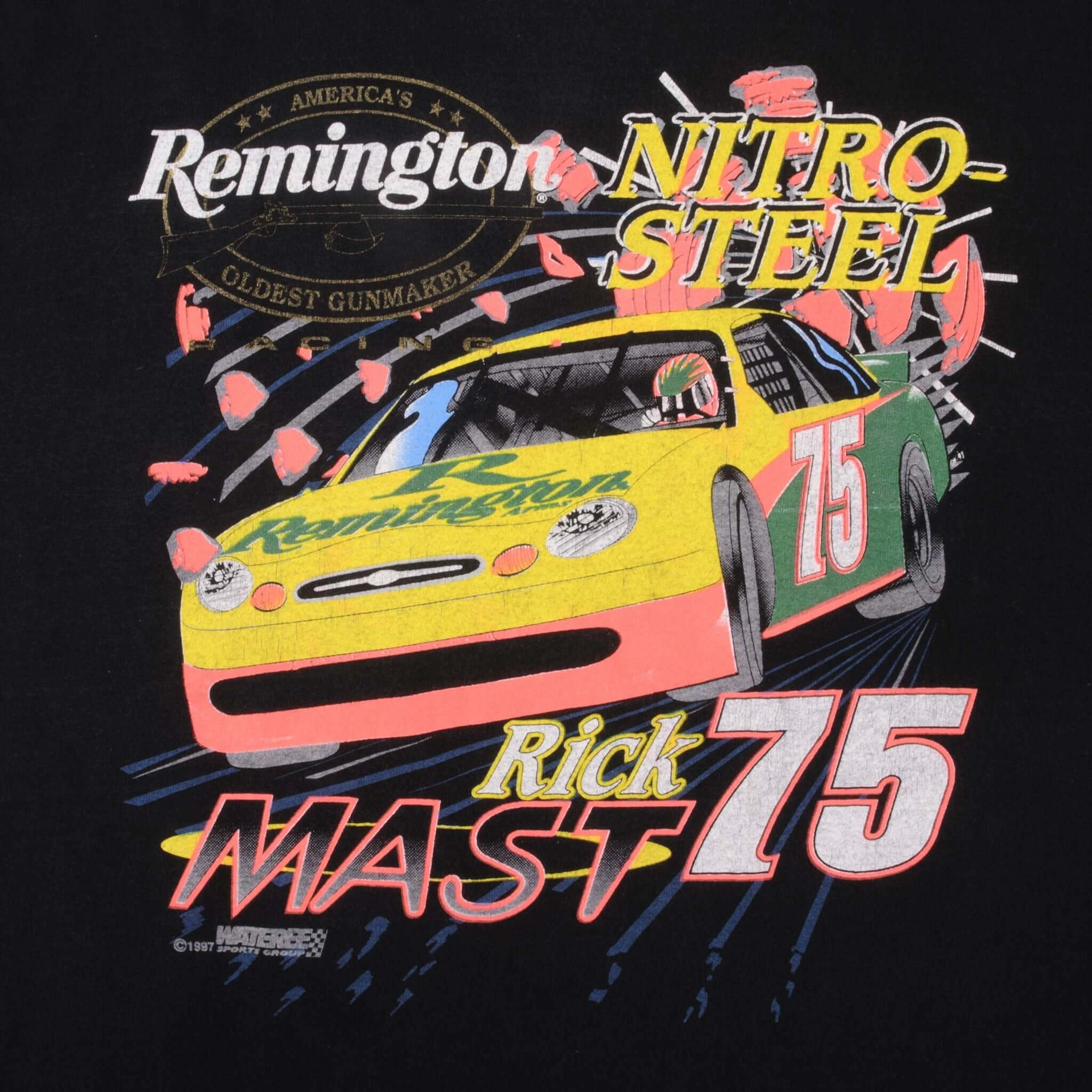 VINTAGE NASCAR RICK MAST REMINGTON TEE SHIRT 1997 SIZE 2XL MADE IN USA