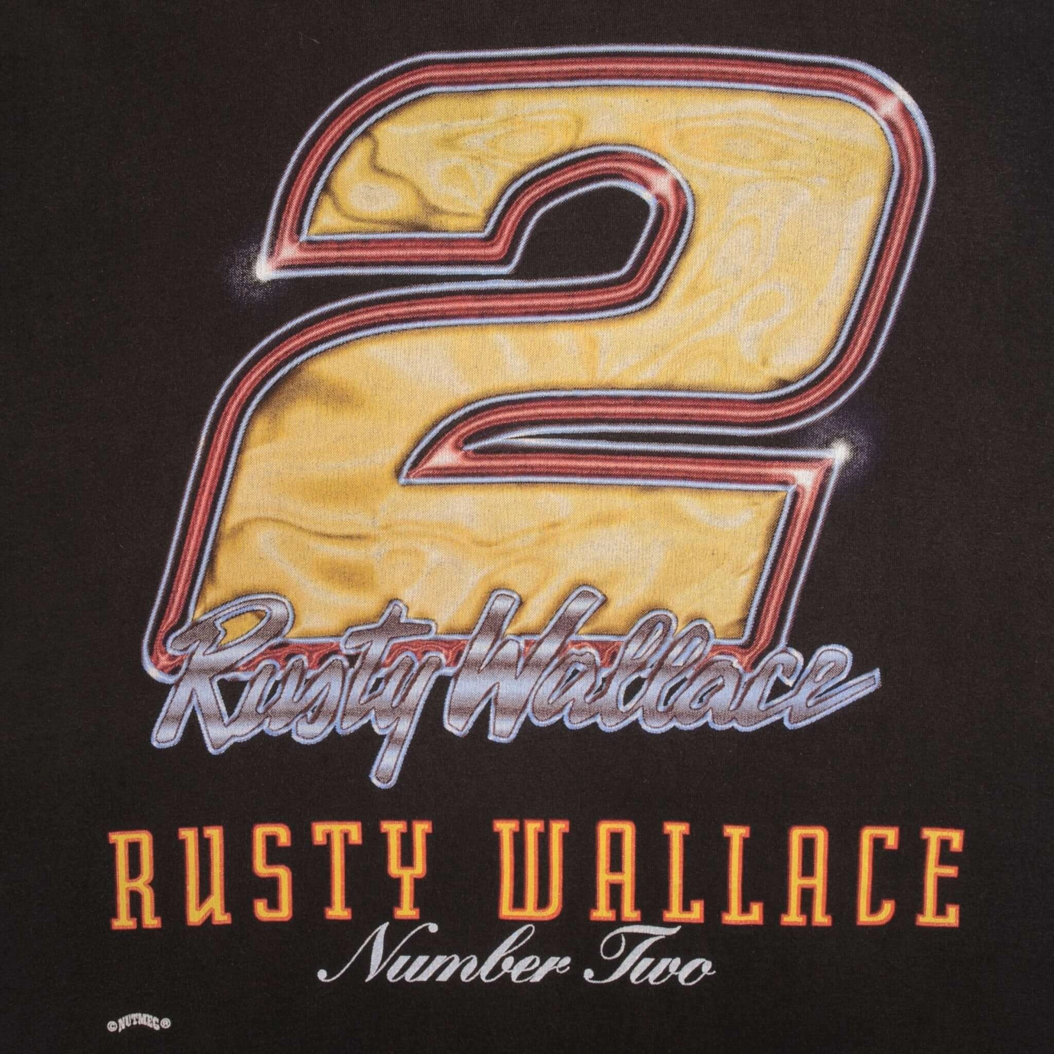 VINTAGE NASCAR RUSTY NUMBER 2 WALLACE 1990S TEE SHIRT SIZE XL MADE IN USA