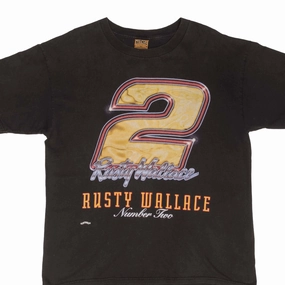 VINTAGE NASCAR RUSTY NUMBER 2 WALLACE 1990S TEE SHIRT SIZE XL MADE IN USA