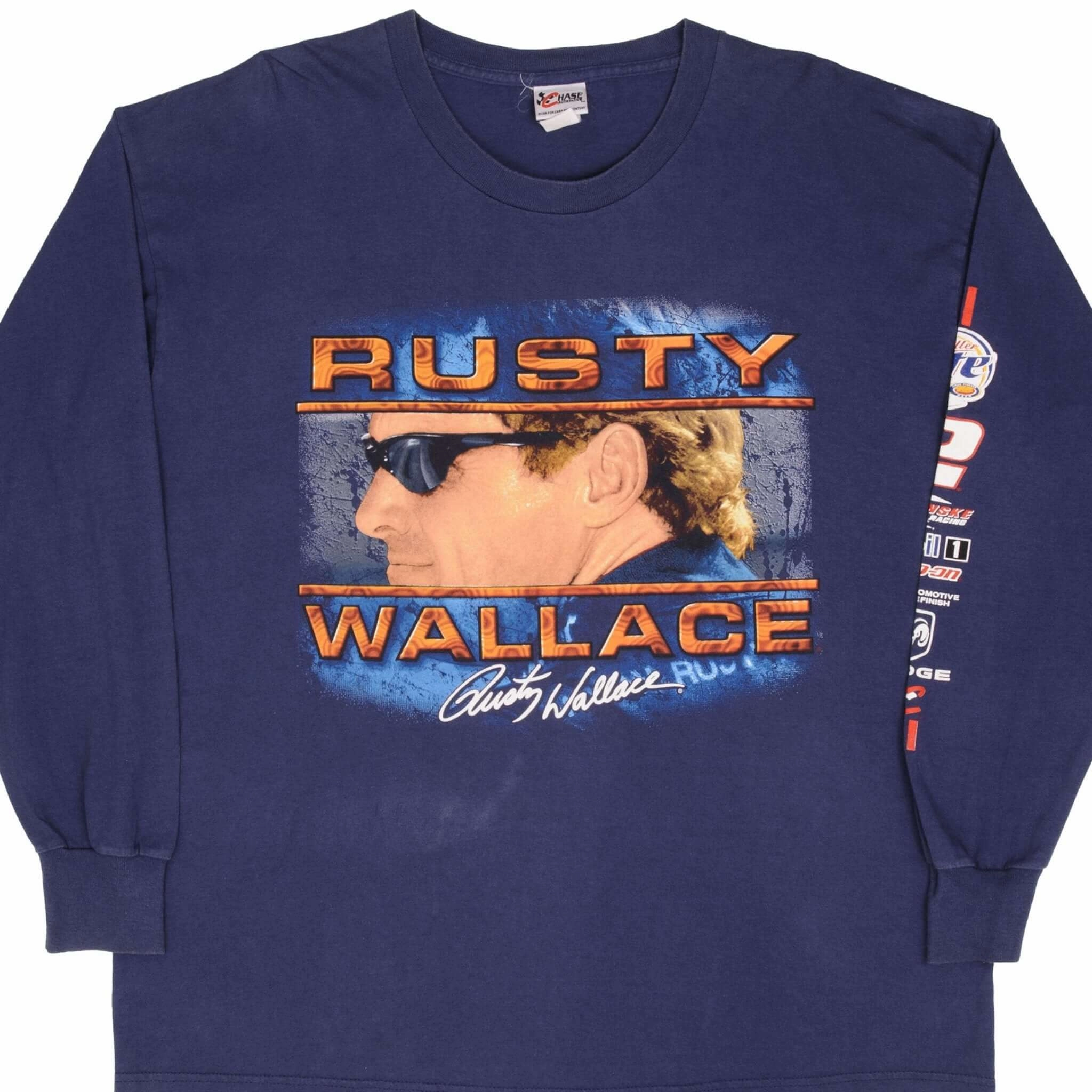 VINTAGE NASCAR RUSTY WALLACE 2000S LONG SLEEVE TEE SHIRT SIZE XL