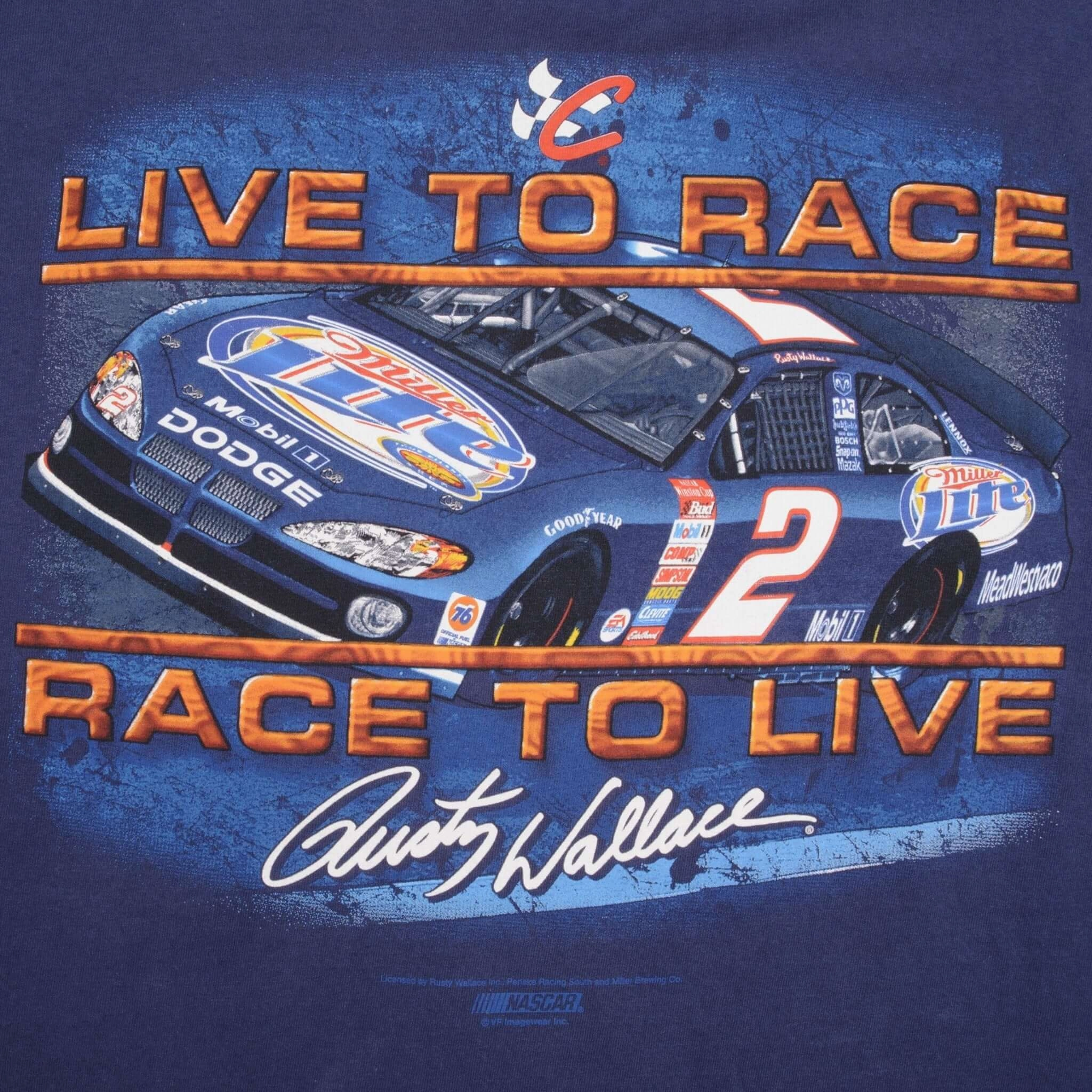 VINTAGE NASCAR RUSTY WALLACE 2000S LONG SLEEVE TEE SHIRT SIZE XL