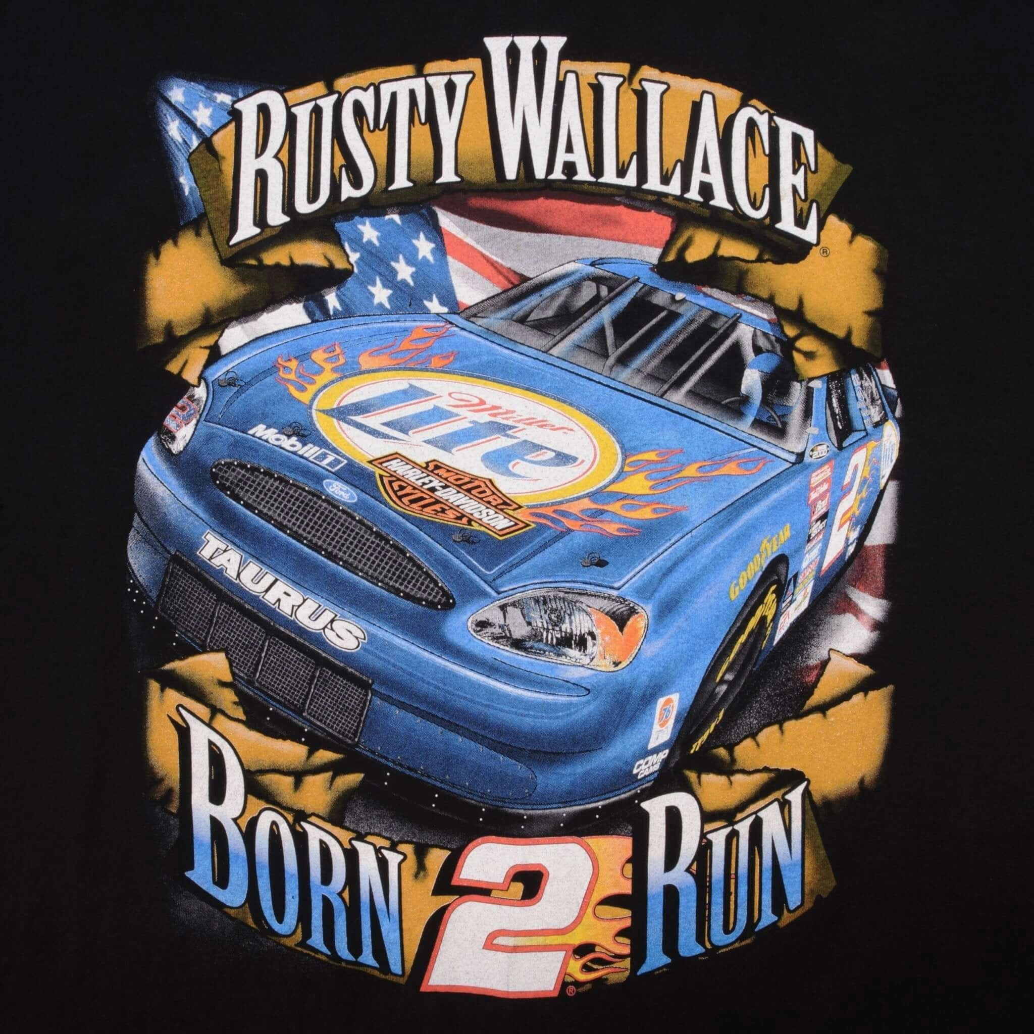 VINTAGE NASCAR RUSTY WALLACE HARLEY DAVIDSON TEE SHIRT 2000 SIZE XL