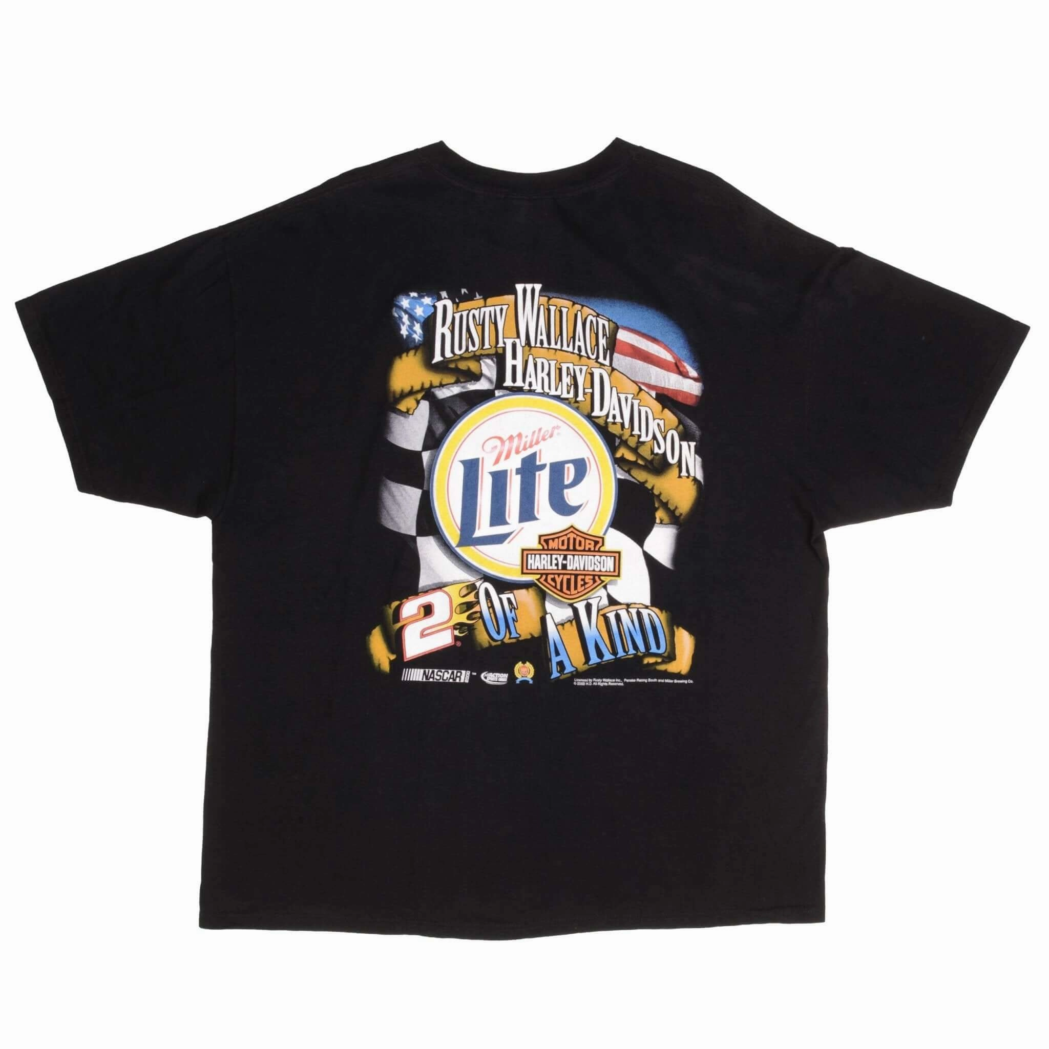 VINTAGE NASCAR RUSTY WALLACE HARLEY DAVIDSON TEE SHIRT 2000 SIZE XL