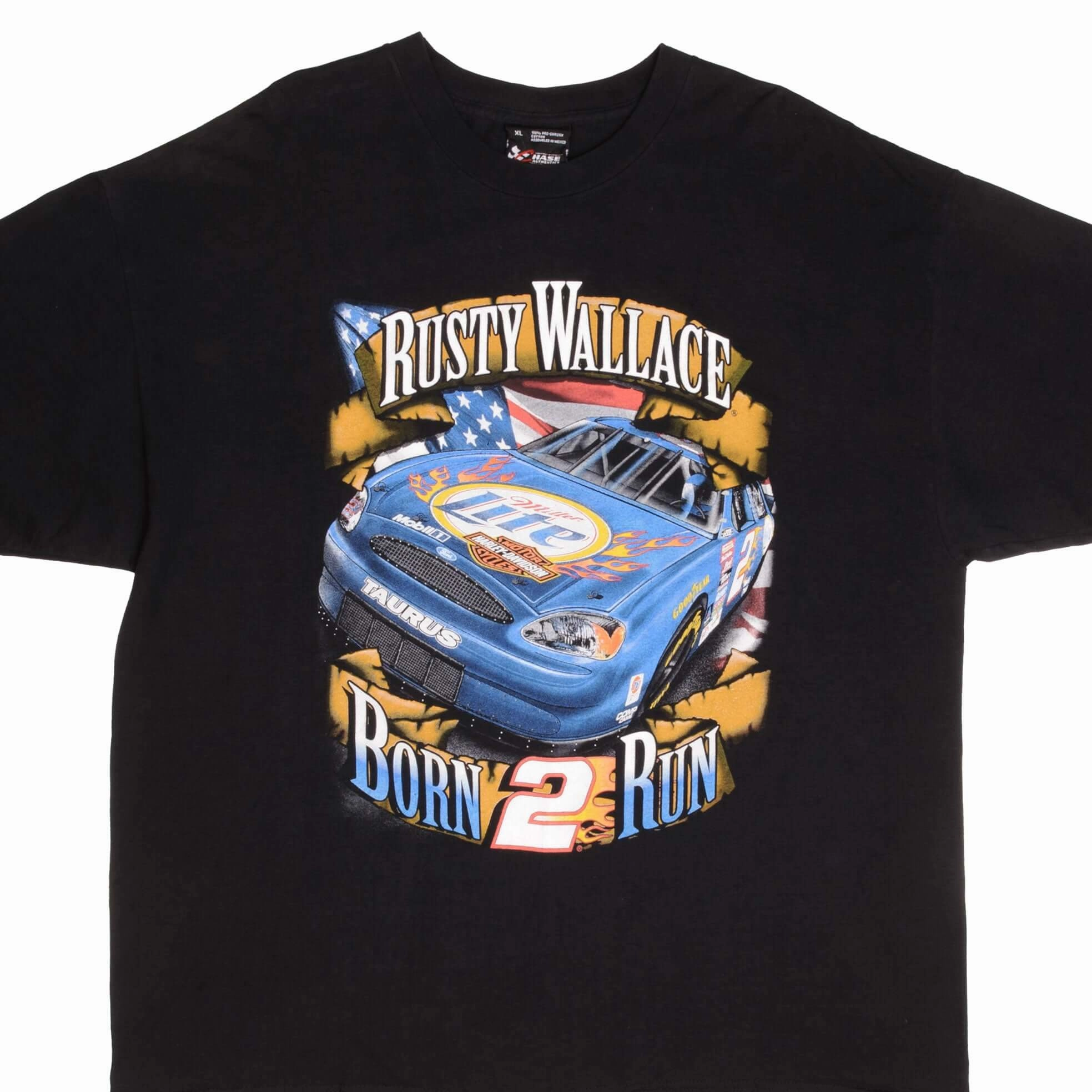 VINTAGE NASCAR RUSTY WALLACE HARLEY DAVIDSON TEE SHIRT 2000 SIZE XL