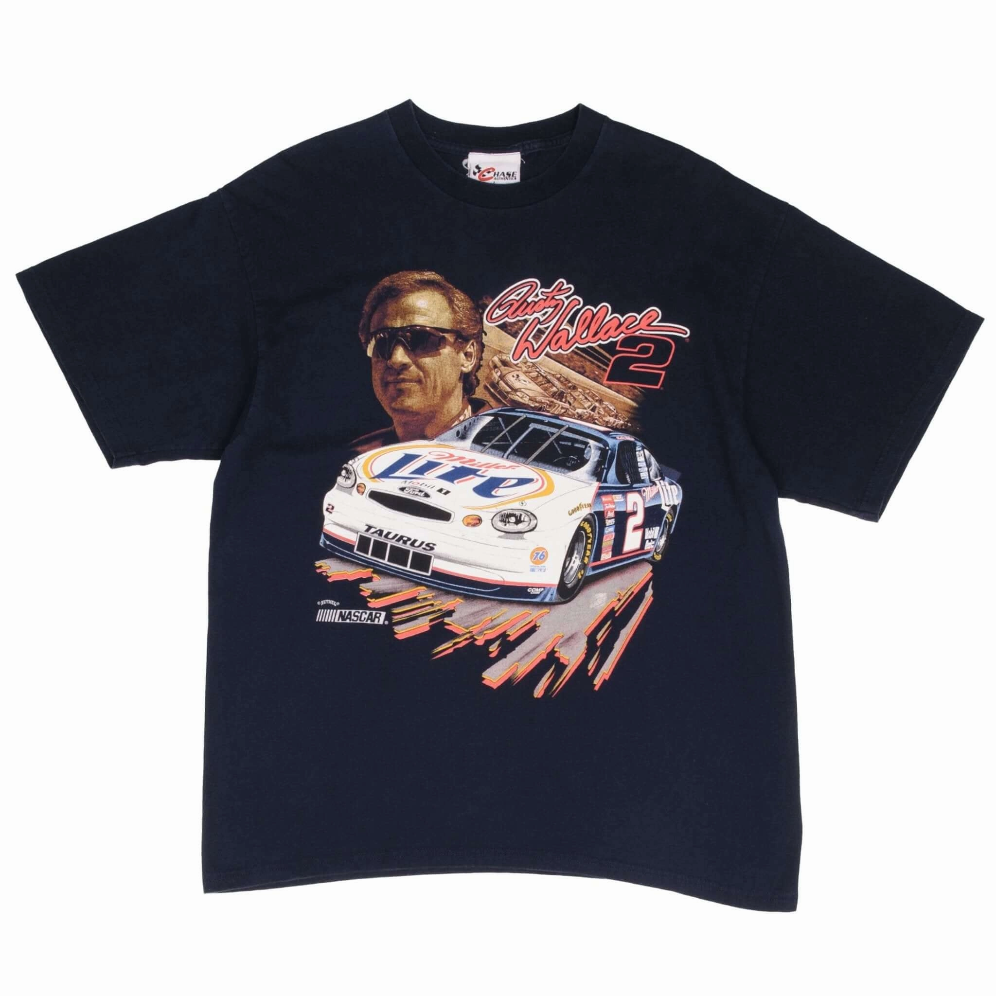 VINTAGE NASCAR RUSTY WALLACE MILLER LITE 1990S TEE SHIRT SIZE LARGE