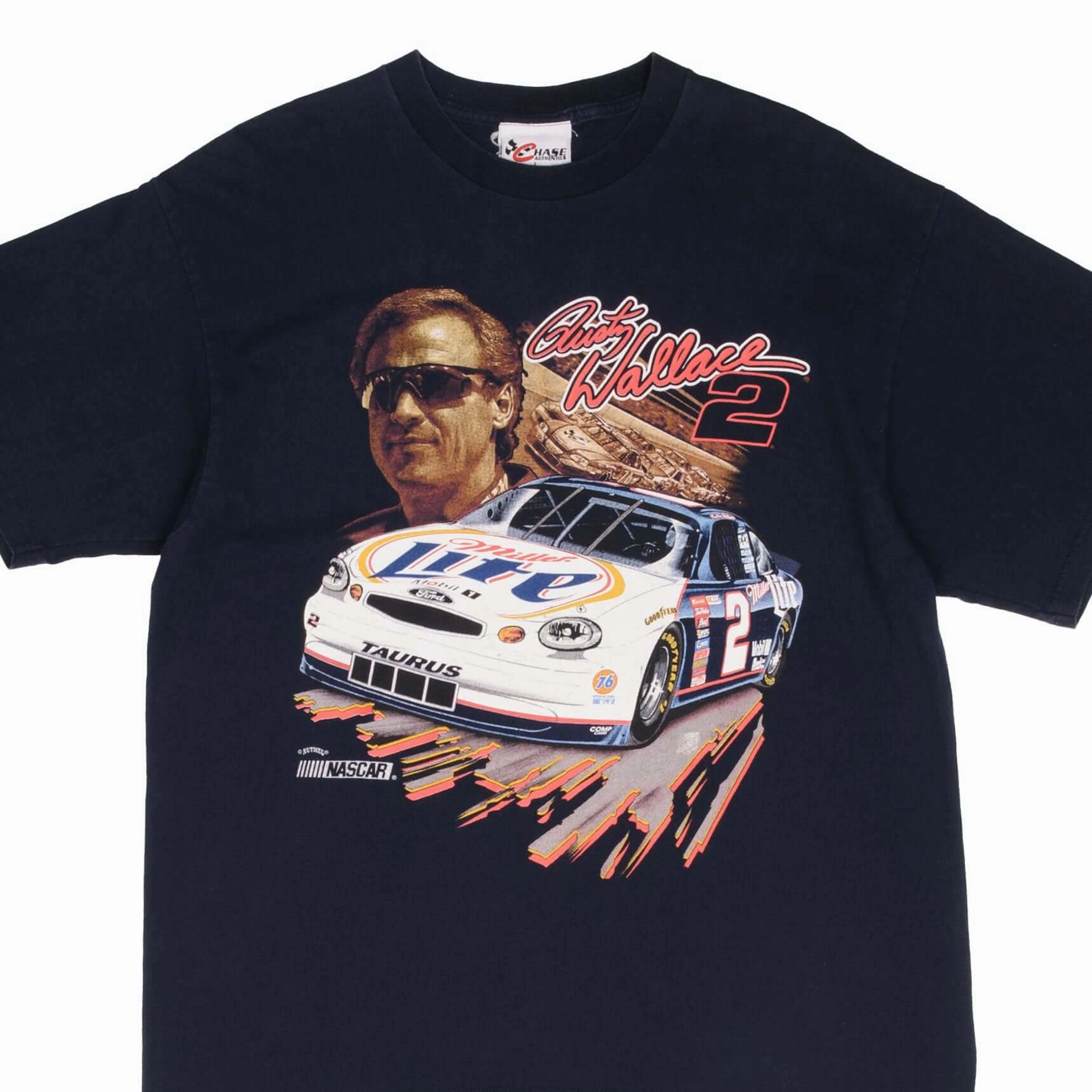 VINTAGE NASCAR RUSTY WALLACE MILLER LITE 1990S TEE SHIRT SIZE LARGE