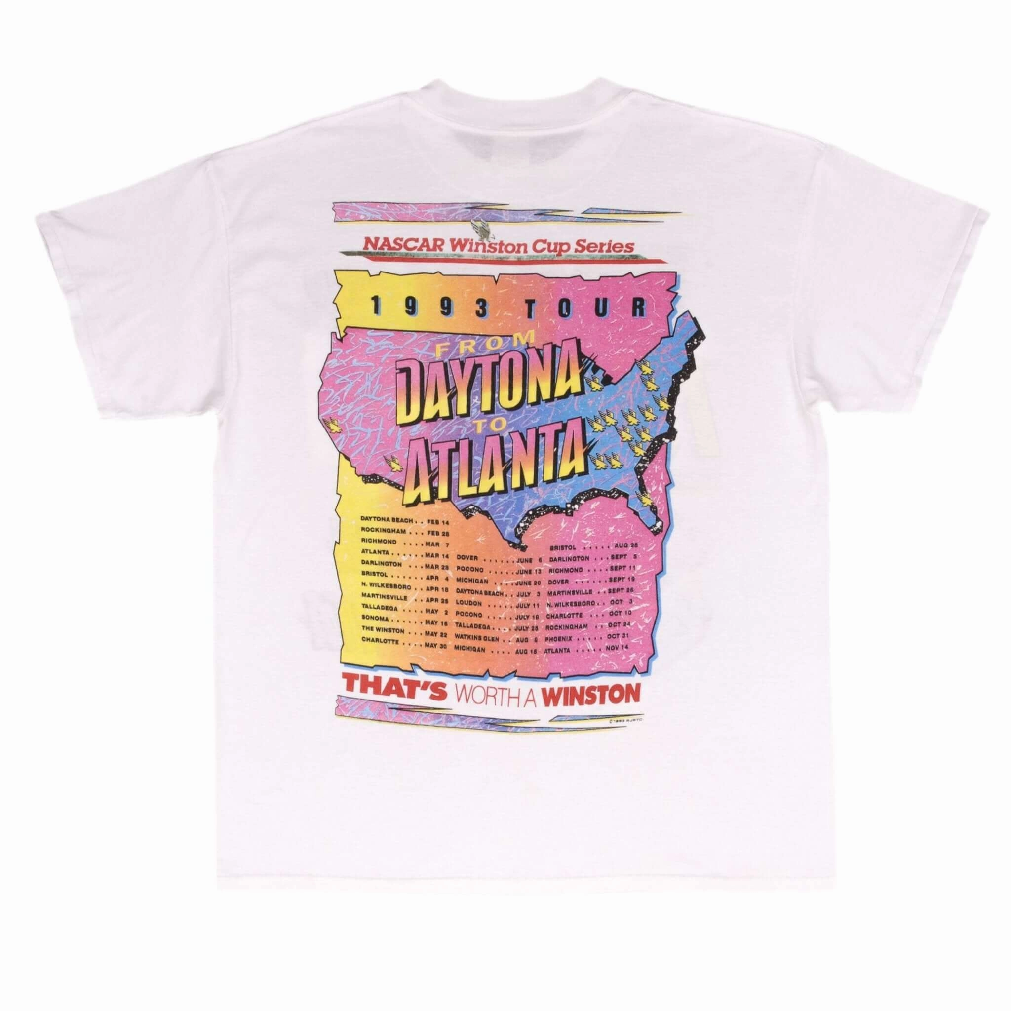 VINTAGE NASCAR WINSTON CUP 1993 DAYTONA TO ATLANTA TEE SHIRT XL MADE IN USA