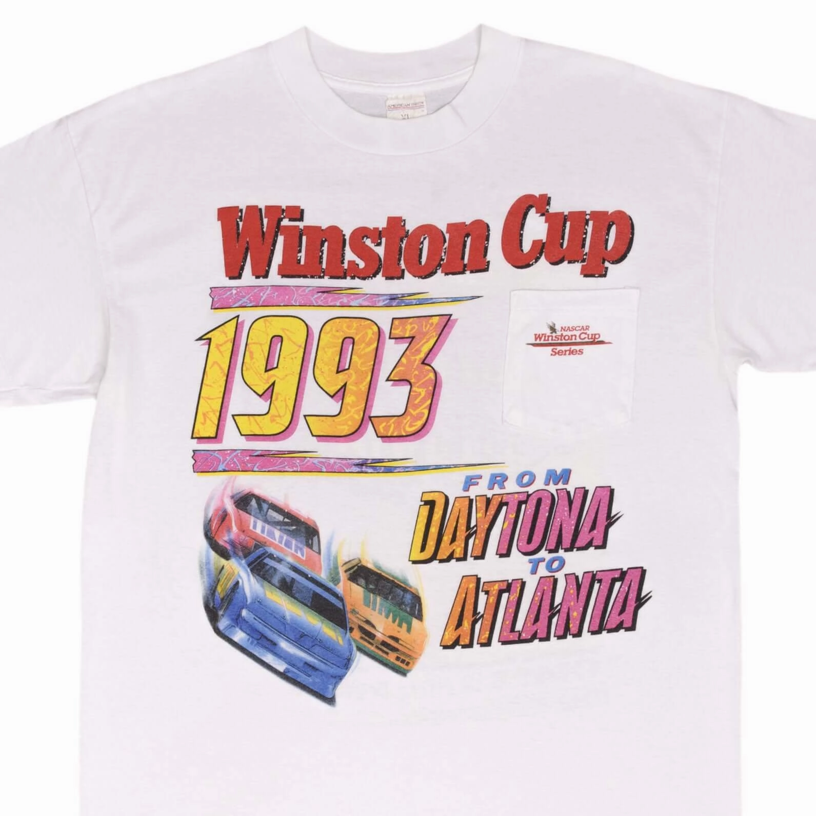 VINTAGE NASCAR WINSTON CUP 1993 DAYTONA TO ATLANTA TEE SHIRT XL MADE IN USA