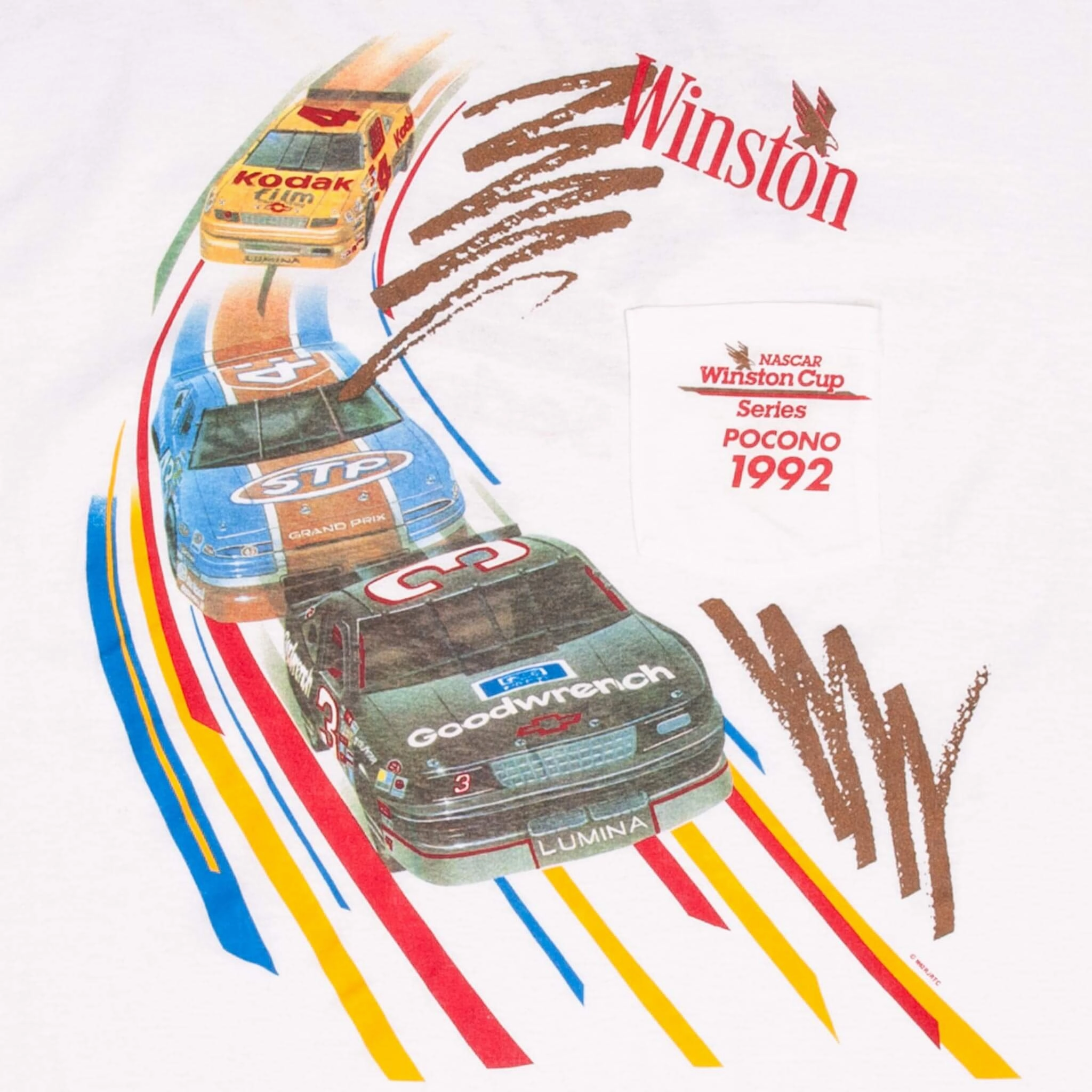 VINTAGE NASCAR WINSTON CUP SERIES POCONO 1992 TEE SHIRT LARGE MADE IN USA