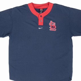 VINTAGE NIKE MLB ST LOUIS CARDINALS HENLEY TEE SHIRT 1990S LARGE
