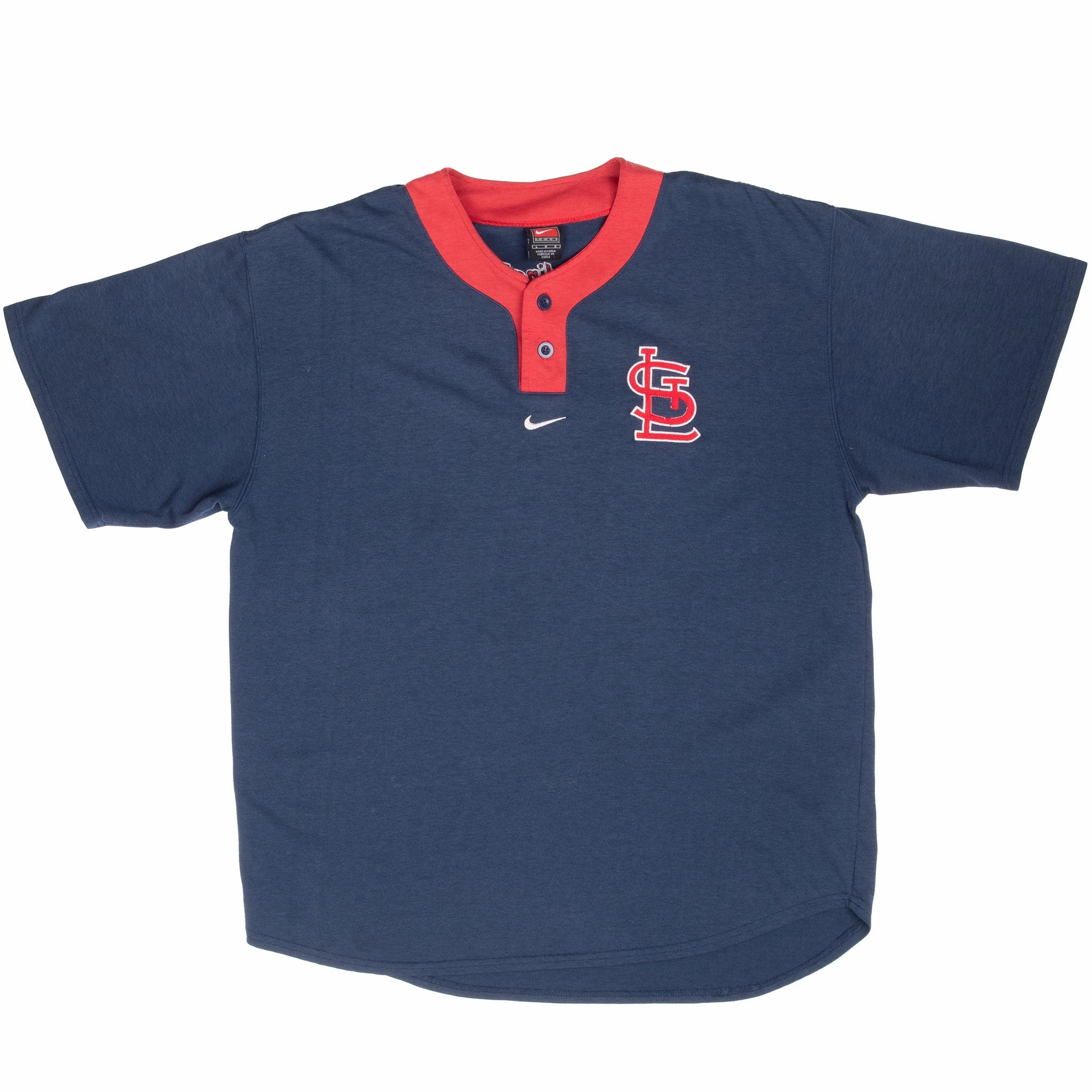 VINTAGE NIKE MLB ST LOUIS CARDINALS HENLEY TEE SHIRT 1990S LARGE