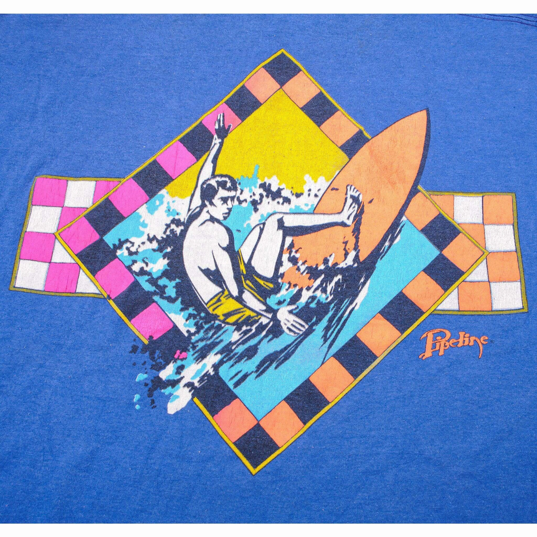VINTAGE PIPELINE SURF TEE SHIRT SIZE LARGE MADE IN USA 1980s