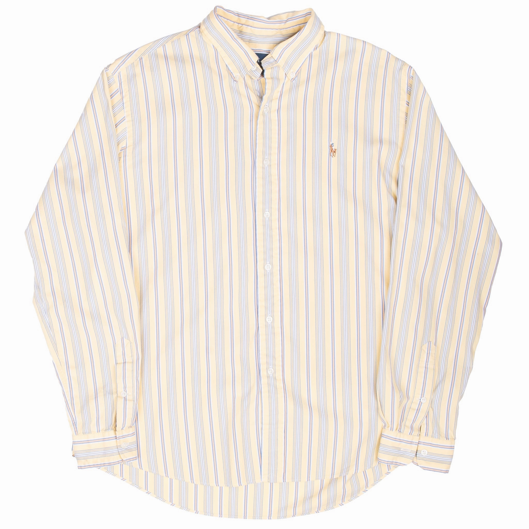 VINTAGE POLO ALPH LAUREN YELLOW STRIPED SHIRT 1990S XL