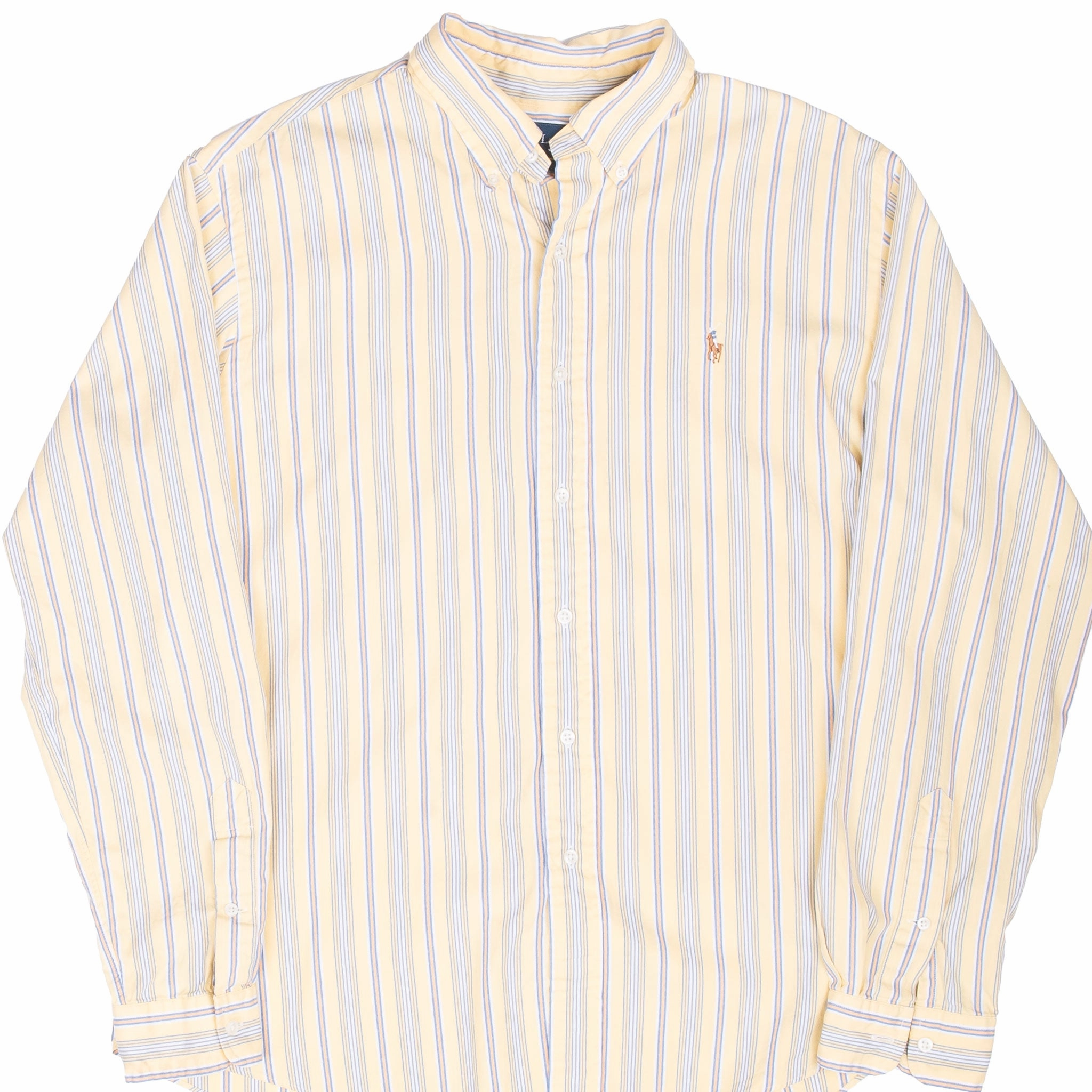 VINTAGE POLO ALPH LAUREN YELLOW STRIPED SHIRT 1990S XL