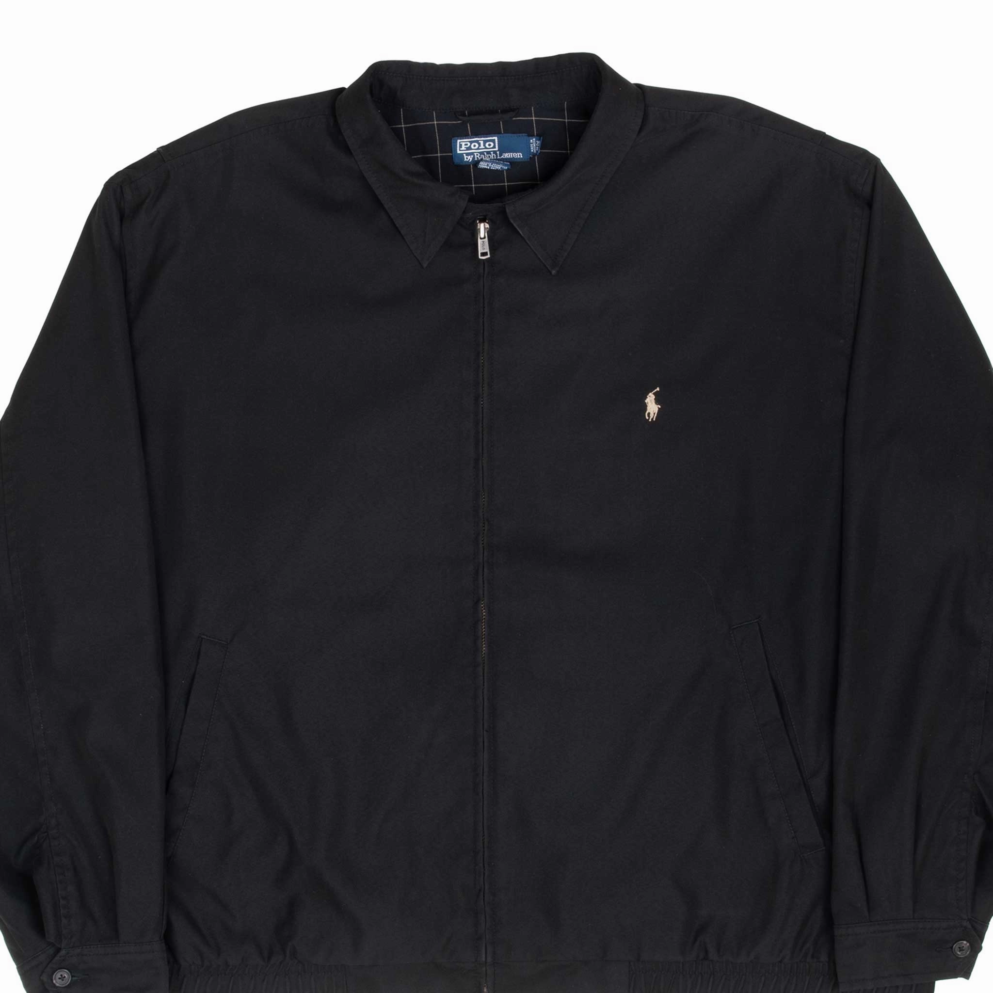 VINTAGE POLO RALPH LAUREN BLACK HARRINGTON GOLF JACKET 1990S 2XL BIG