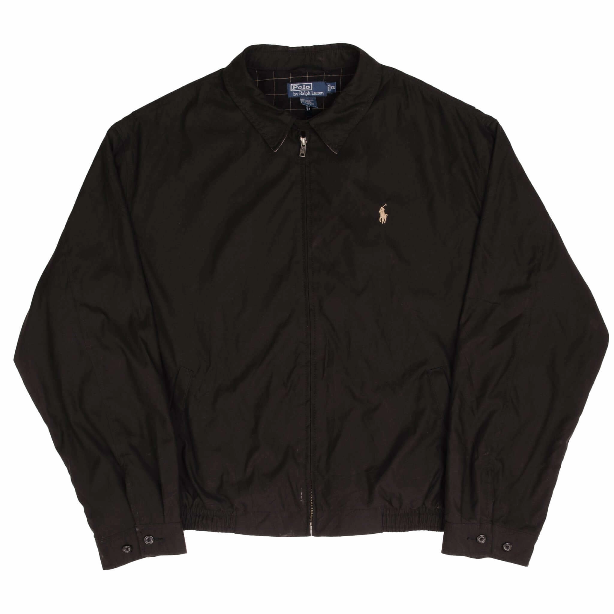 VINTAGE POLO RALPH LAUREN BLACK HARRINGTON GOLF JACKET 1990S SIZE 2XL