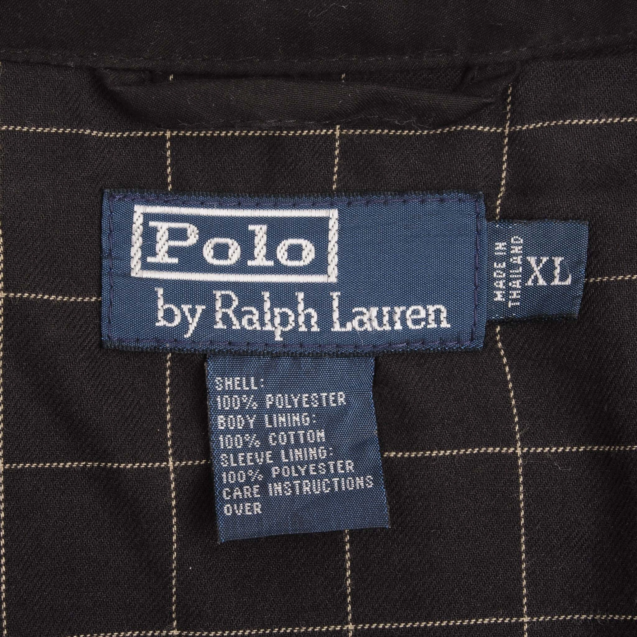 VINTAGE POLO RALPH LAUREN BLACK HARRINGTON GOLF JACKET 1990S SIZE XL