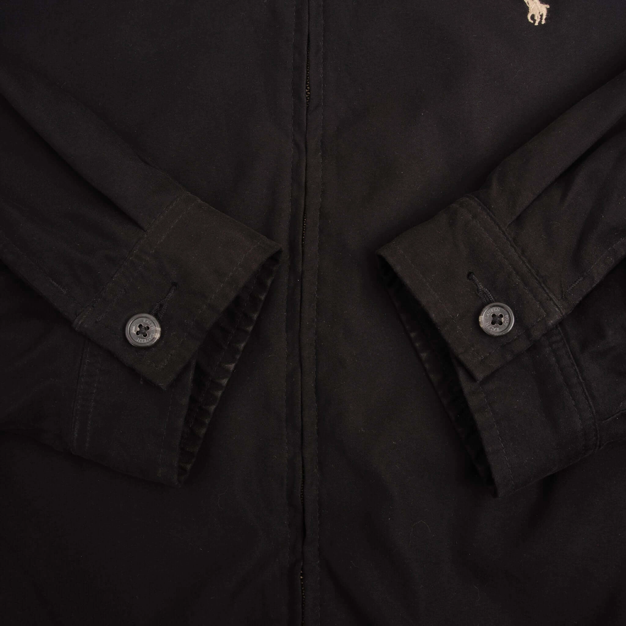VINTAGE POLO RALPH LAUREN BLACK HARRINGTON GOLF JACKET 1990S SIZE XL
