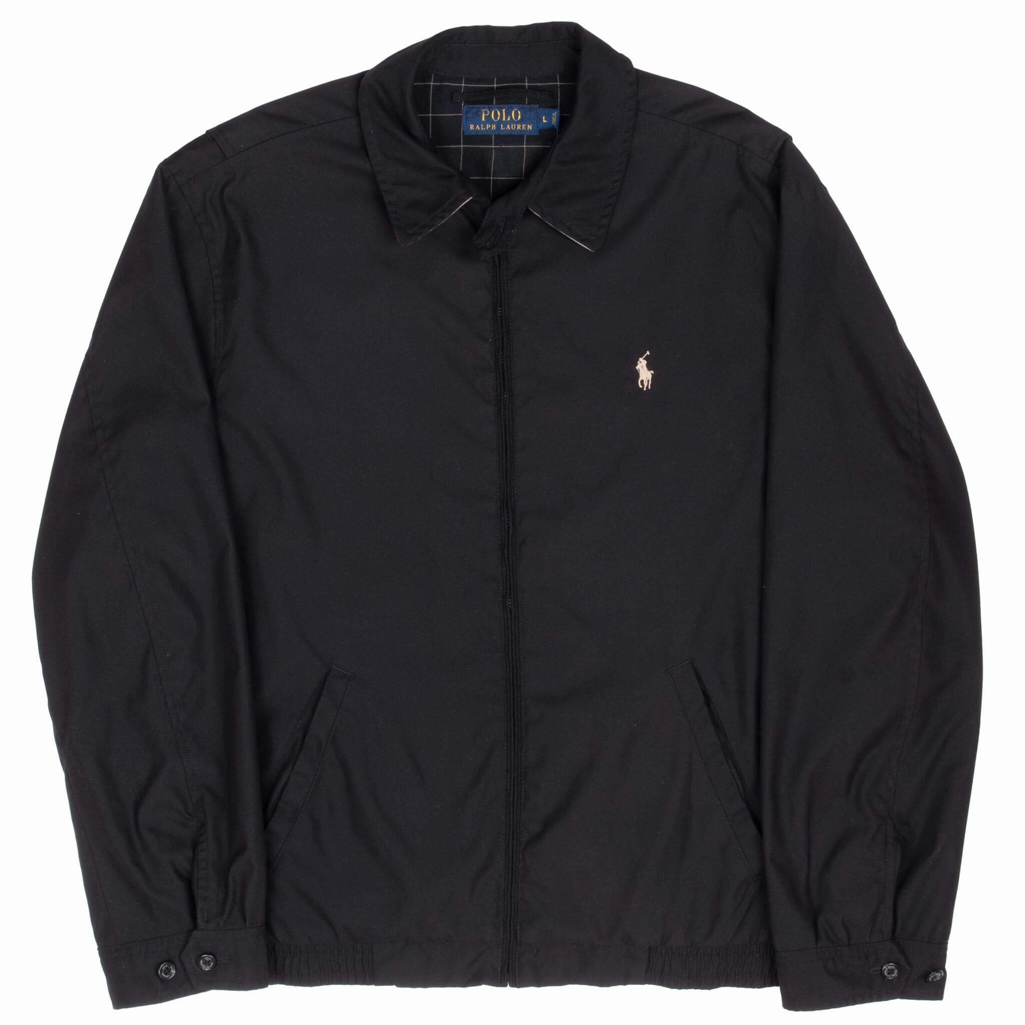 VINTAGE POLO RALPH LAUREN BLACK HARRINGTON GOLF JACKET LARGE