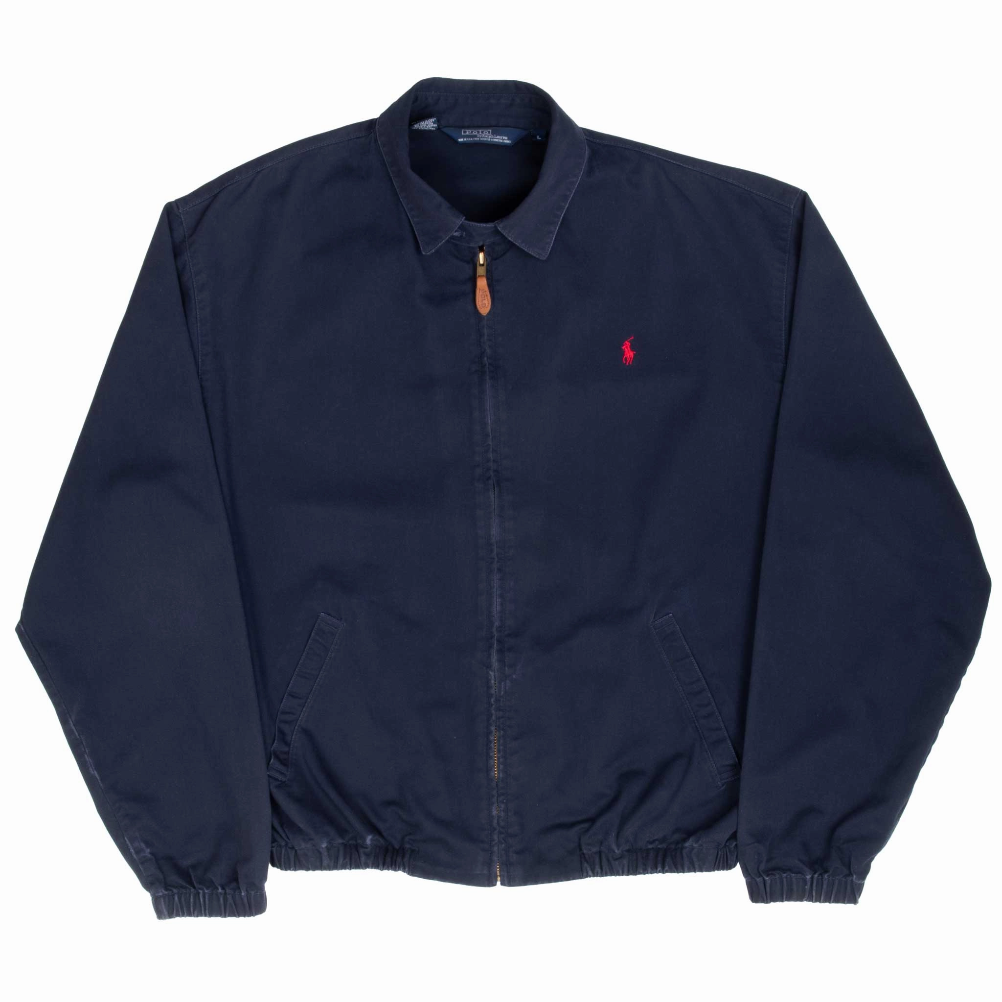 VINTAGE POLO RALPH LAUREN BLUE HARRINGTON GOLF JACKET 1990S LARGE MADE IN USA