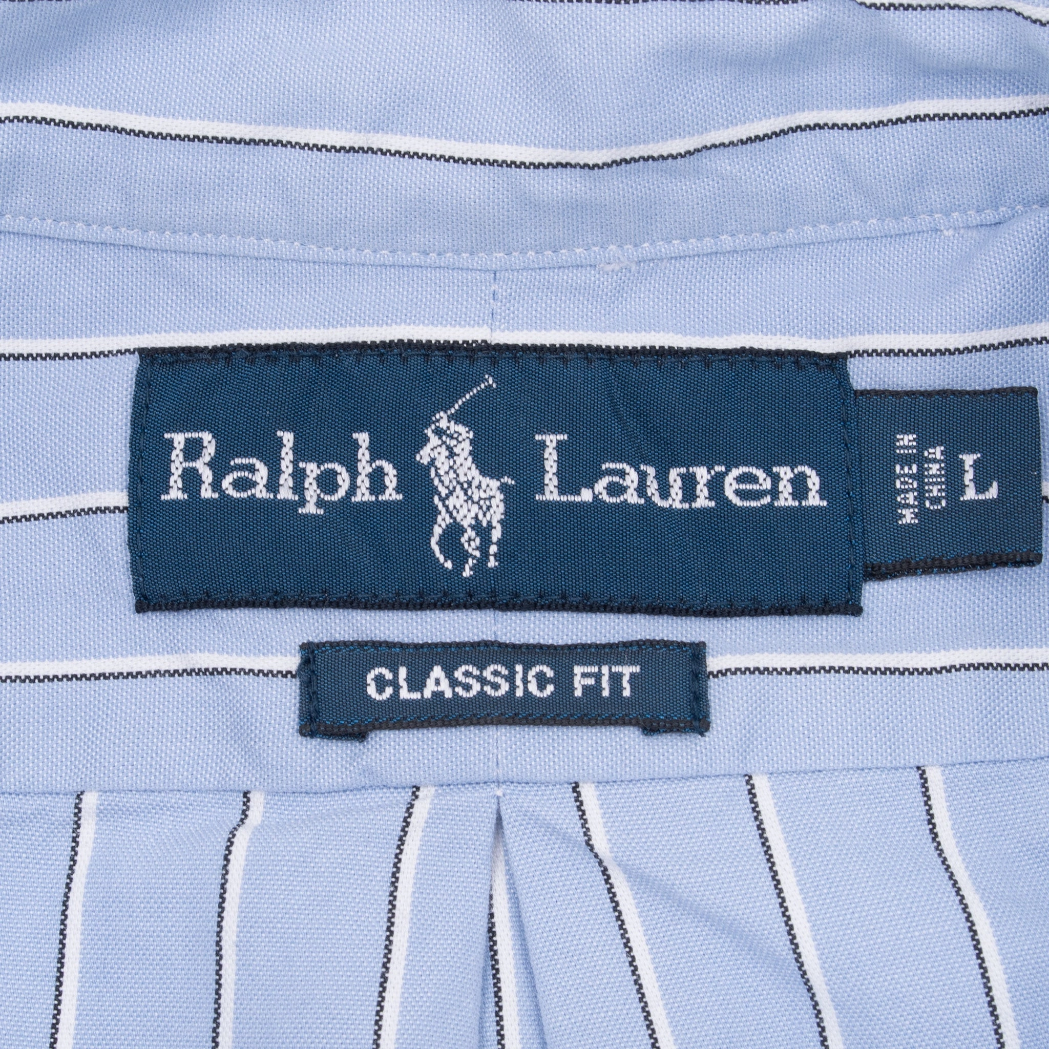 VINTAGE POLO RALPH LAUREN BLUE STRIPED SHIRT 1990S LARGE