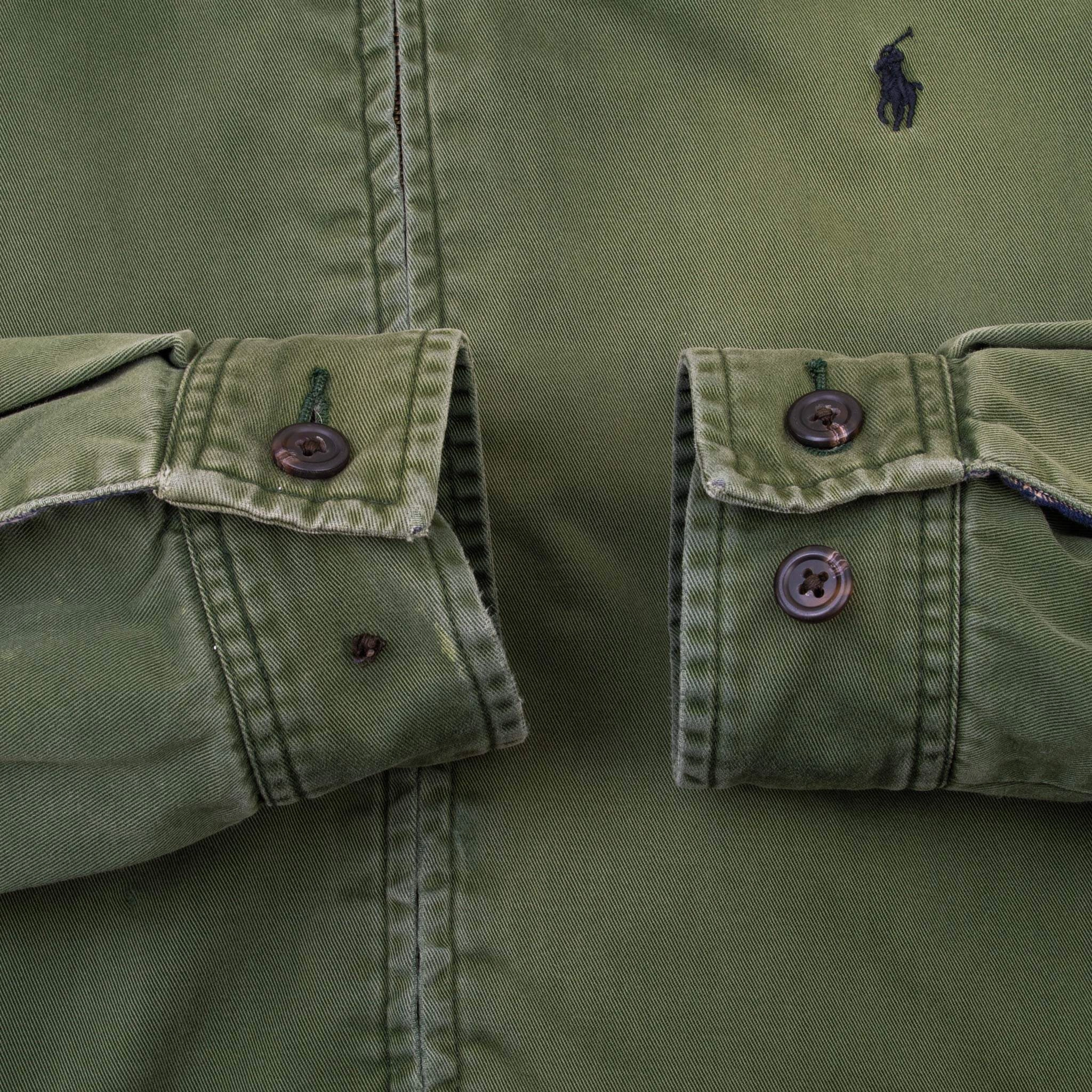 VINTAGE POLO RALPH LAUREN OLIVE GREEN HARRINGTON GOLF JACKET 1990S LARGE