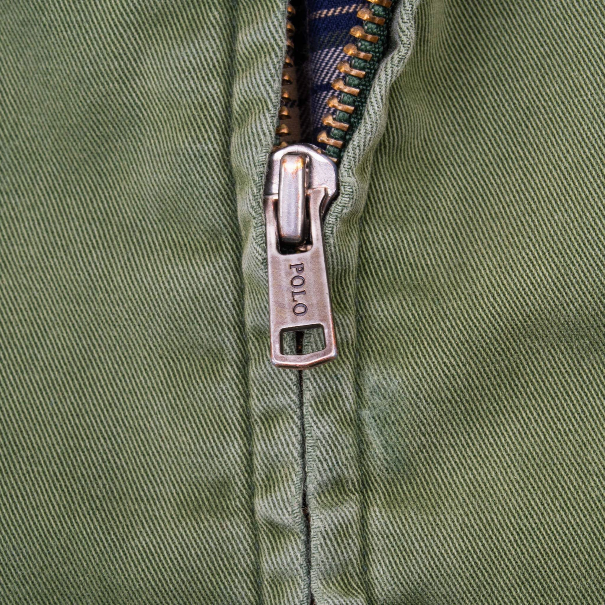 VINTAGE POLO RALPH LAUREN OLIVE GREEN HARRINGTON GOLF JACKET 1990S LARGE