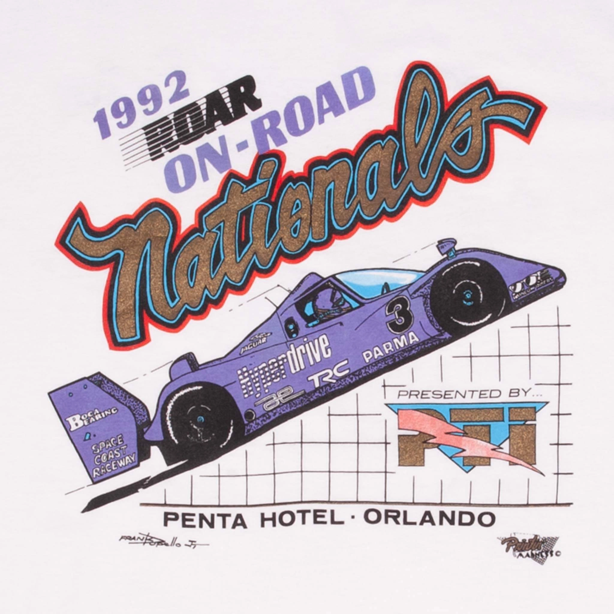 VINTAGE PTI RACING NATIONALS JAGUAR 1992 TEE SHIRT LARGE MADE IN USA