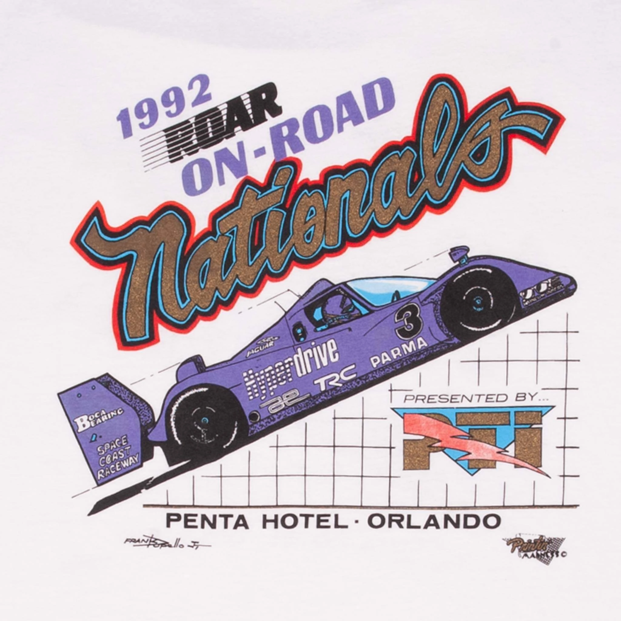 VINTAGE PTI RACING NATIONALS JAGUAR 1992 TEE SHIRT LARGE MADE IN USA