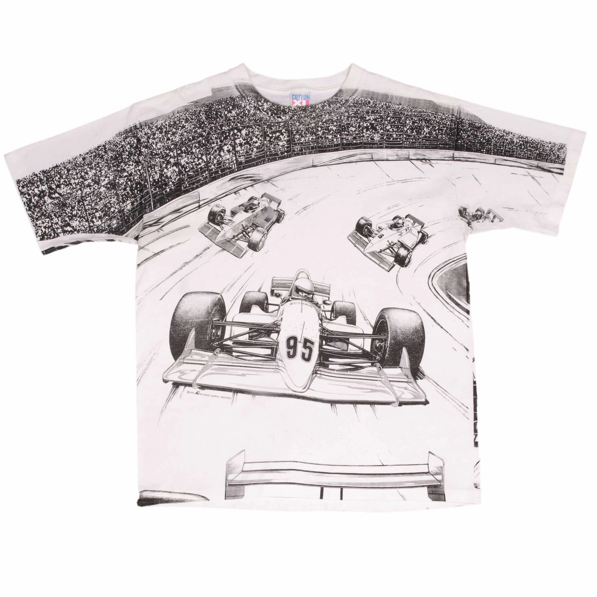VINTAGE RACING ALL OVER PRINT INDY CAR 1995 TEE SHIRT SIZE XL MADE IN USA