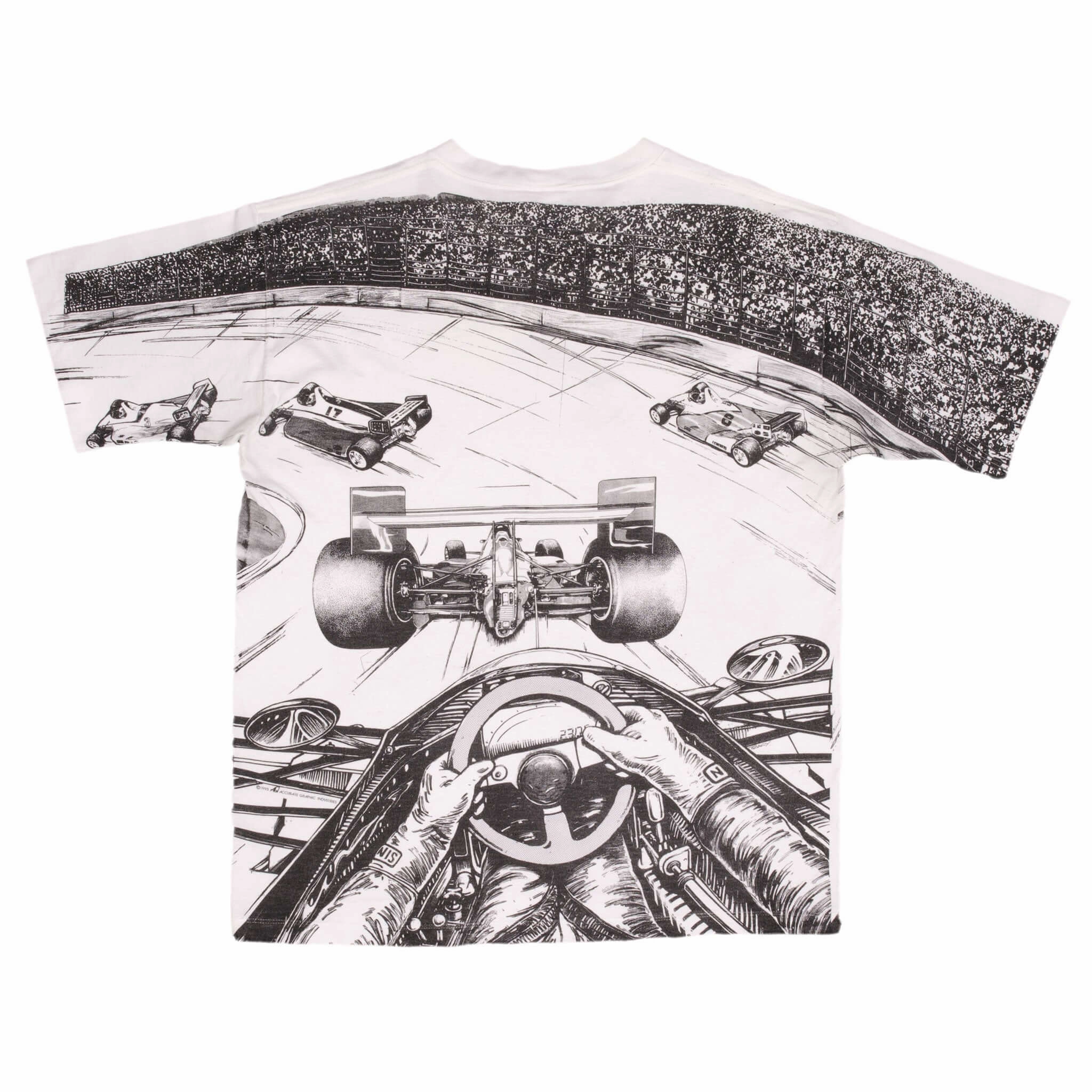 VINTAGE RACING ALL OVER PRINT INDY CAR 1995 TEE SHIRT SIZE XL MADE IN USA