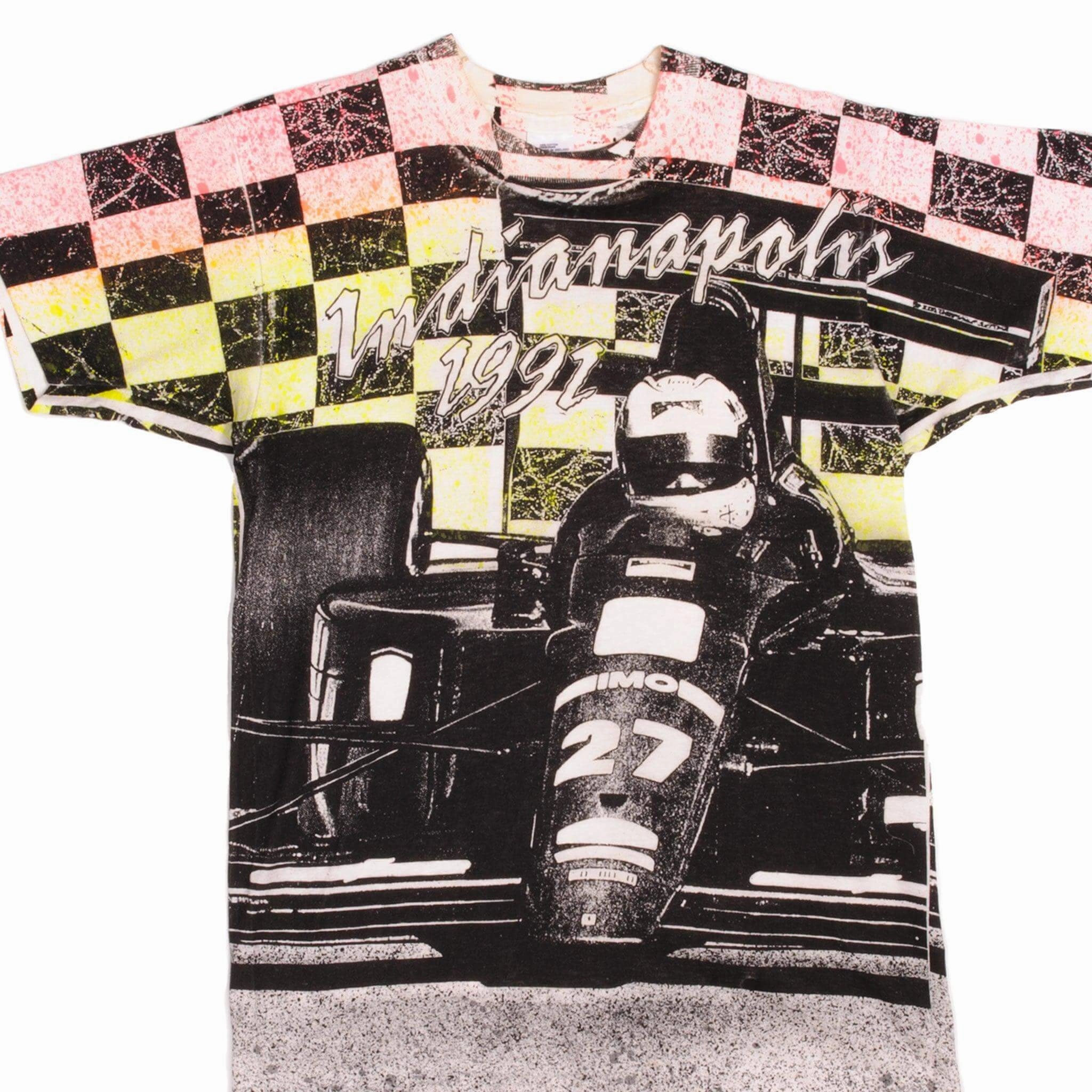 VINTAGE RACING ALL OVER PRINT INDY CARS INDIANAPOLIS 1992 TEE SHIRT MEDIUM