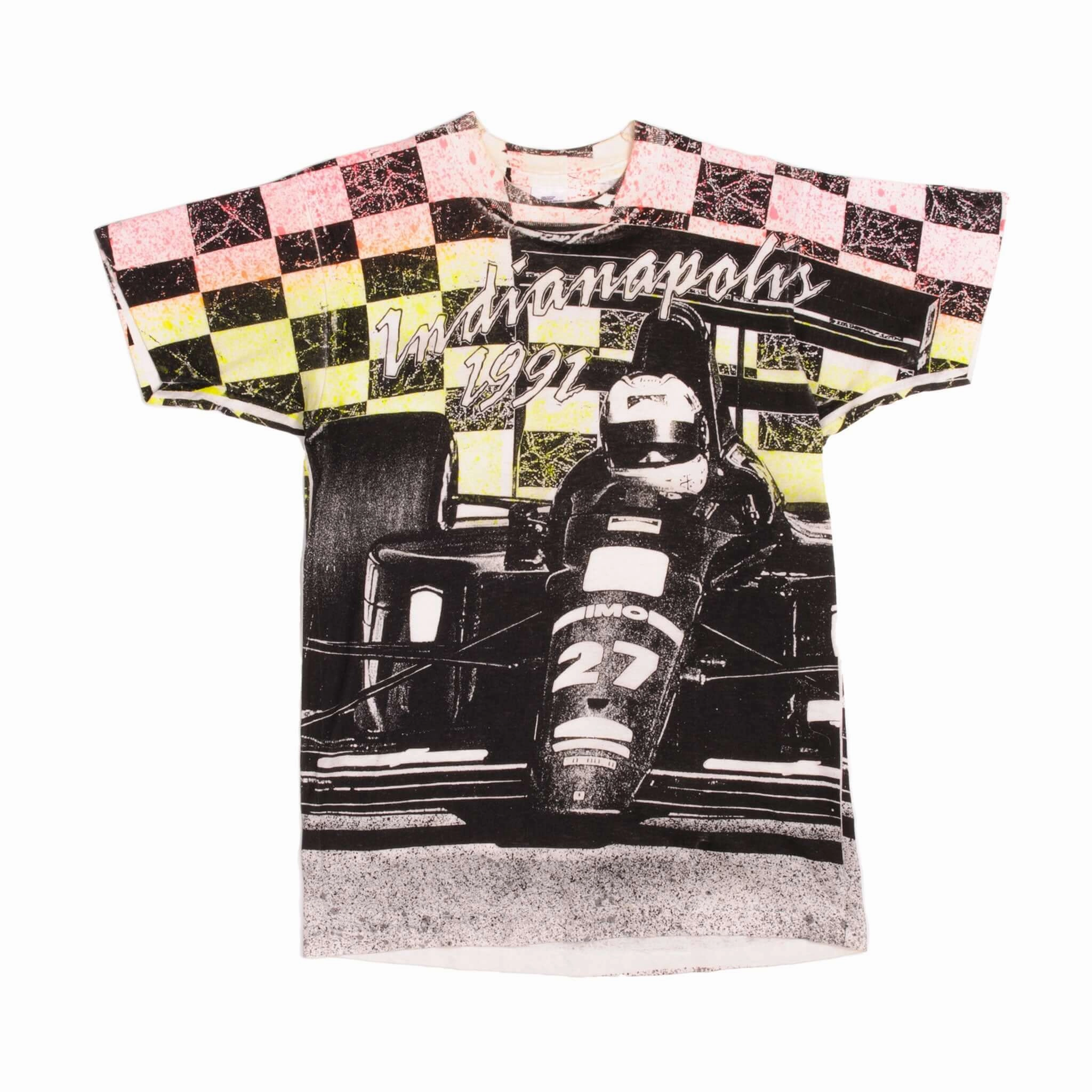 VINTAGE RACING ALL OVER PRINT INDY CARS INDIANAPOLIS 1992 TEE SHIRT MEDIUM