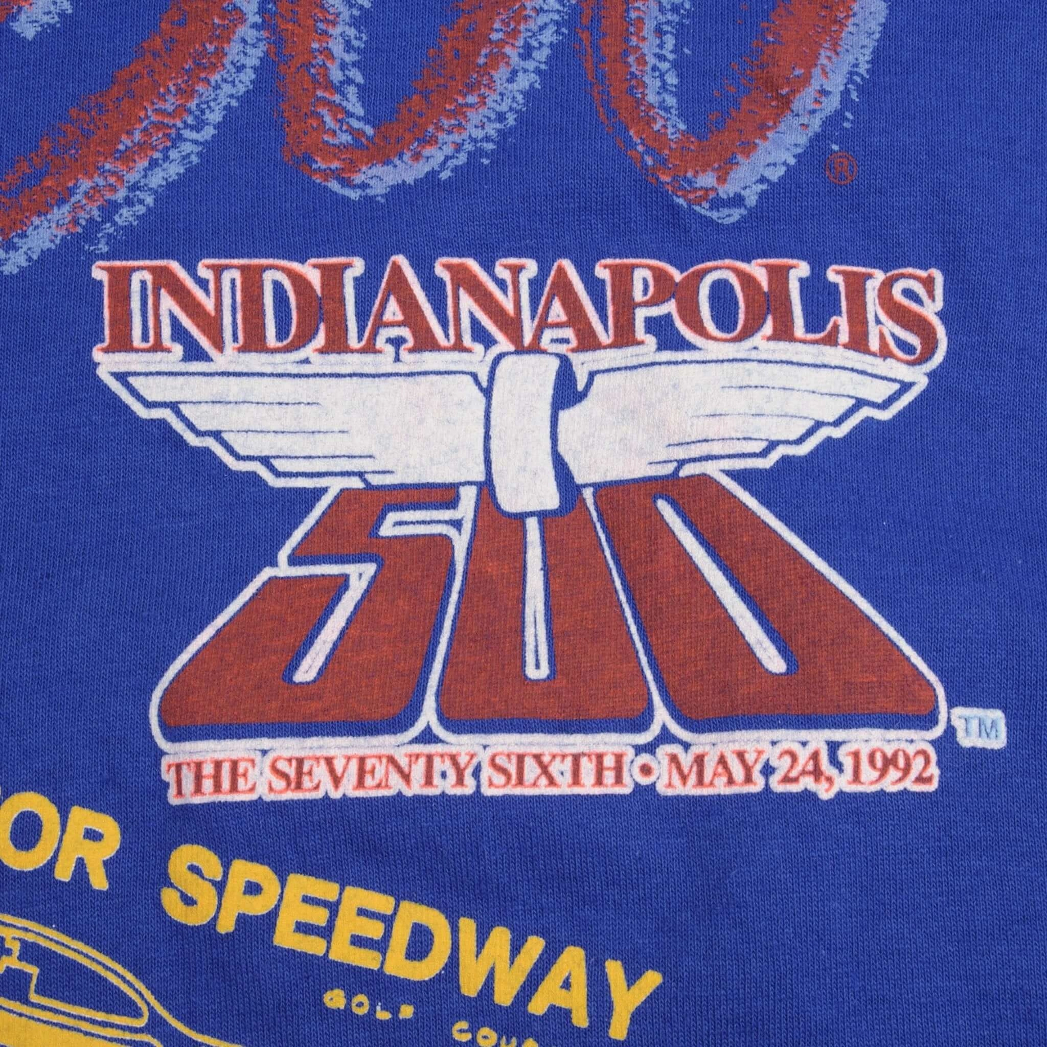 VINTAGE RACING INDY CAR INDIANAPOLIS 500 1992 TEE SHIRT SIZE LARGE MADE IN USA