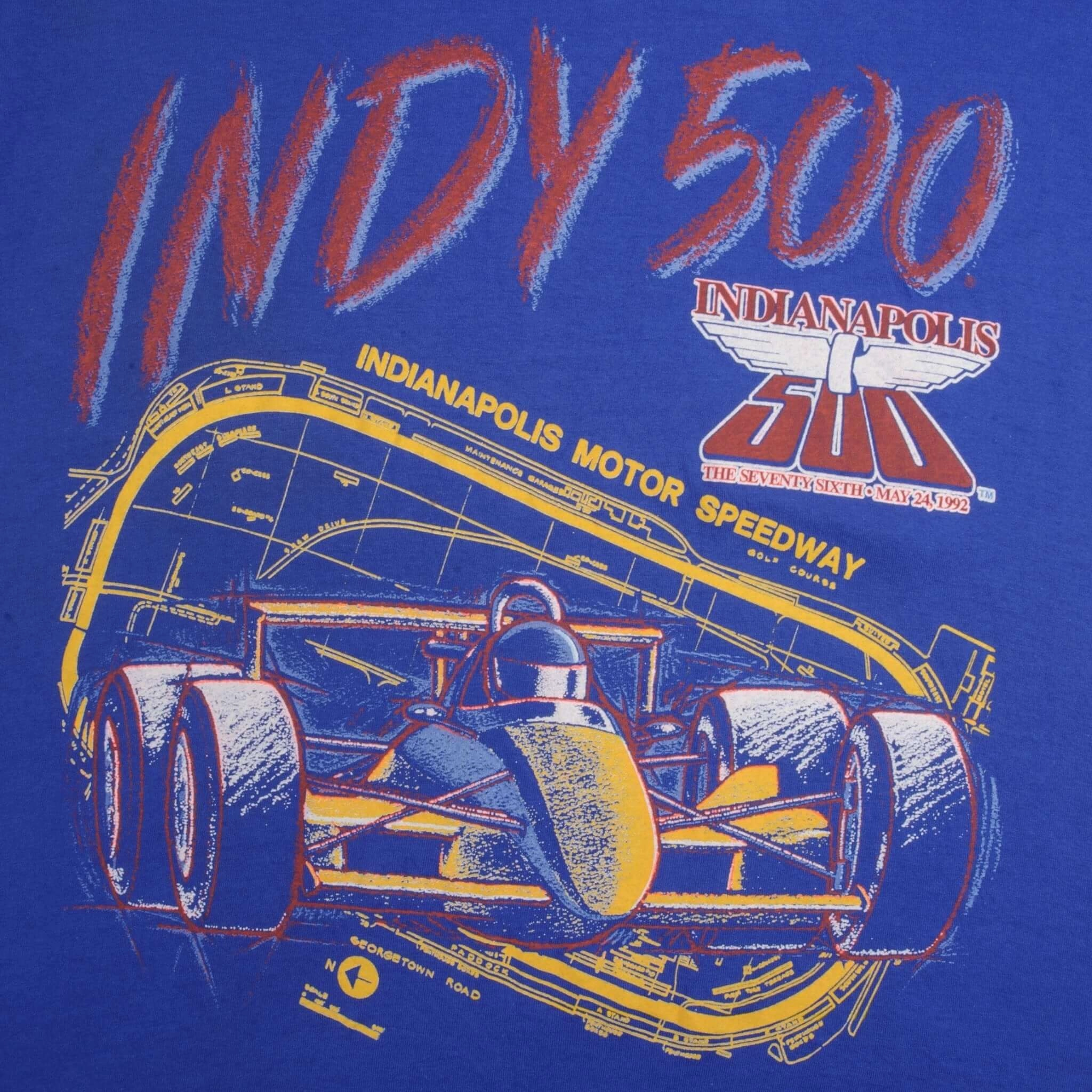 VINTAGE RACING INDY CAR INDIANAPOLIS 500 1992 TEE SHIRT SIZE LARGE MADE IN USA
