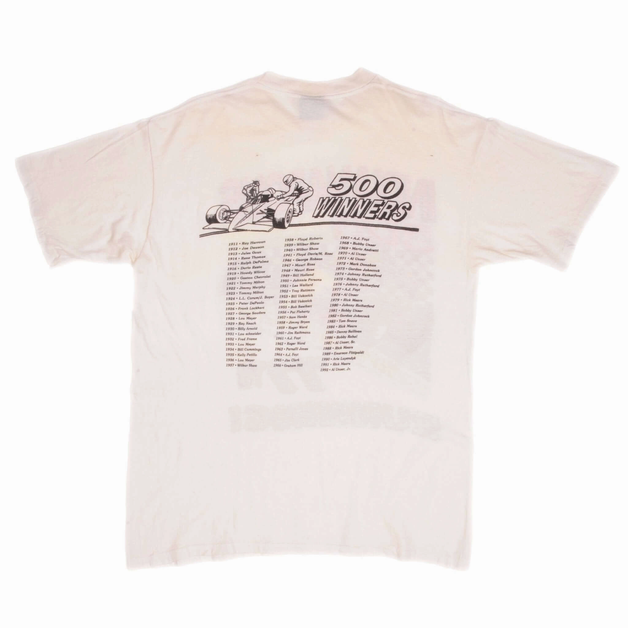 VINTAGE RACING INDY CAR INDIANAPOLIS 500 1992 TEE SHIRT SIZE XL MADE IN USA
