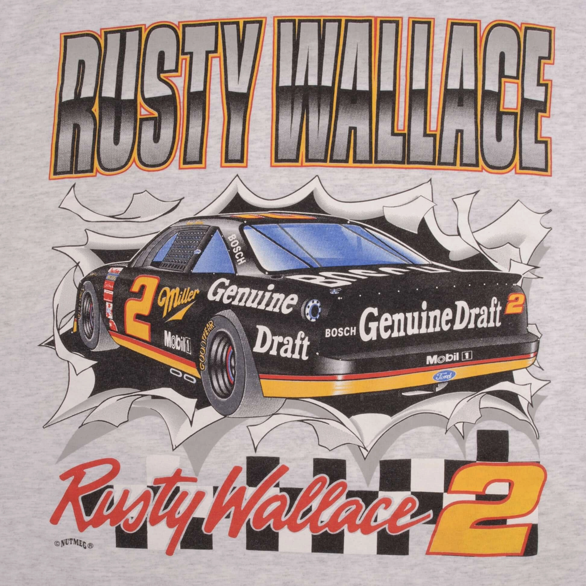 VINTAGE RACING NASCAR RUSTY WALLACE 1990S NUTMEG TEE SHIRT XL MADE IN USA