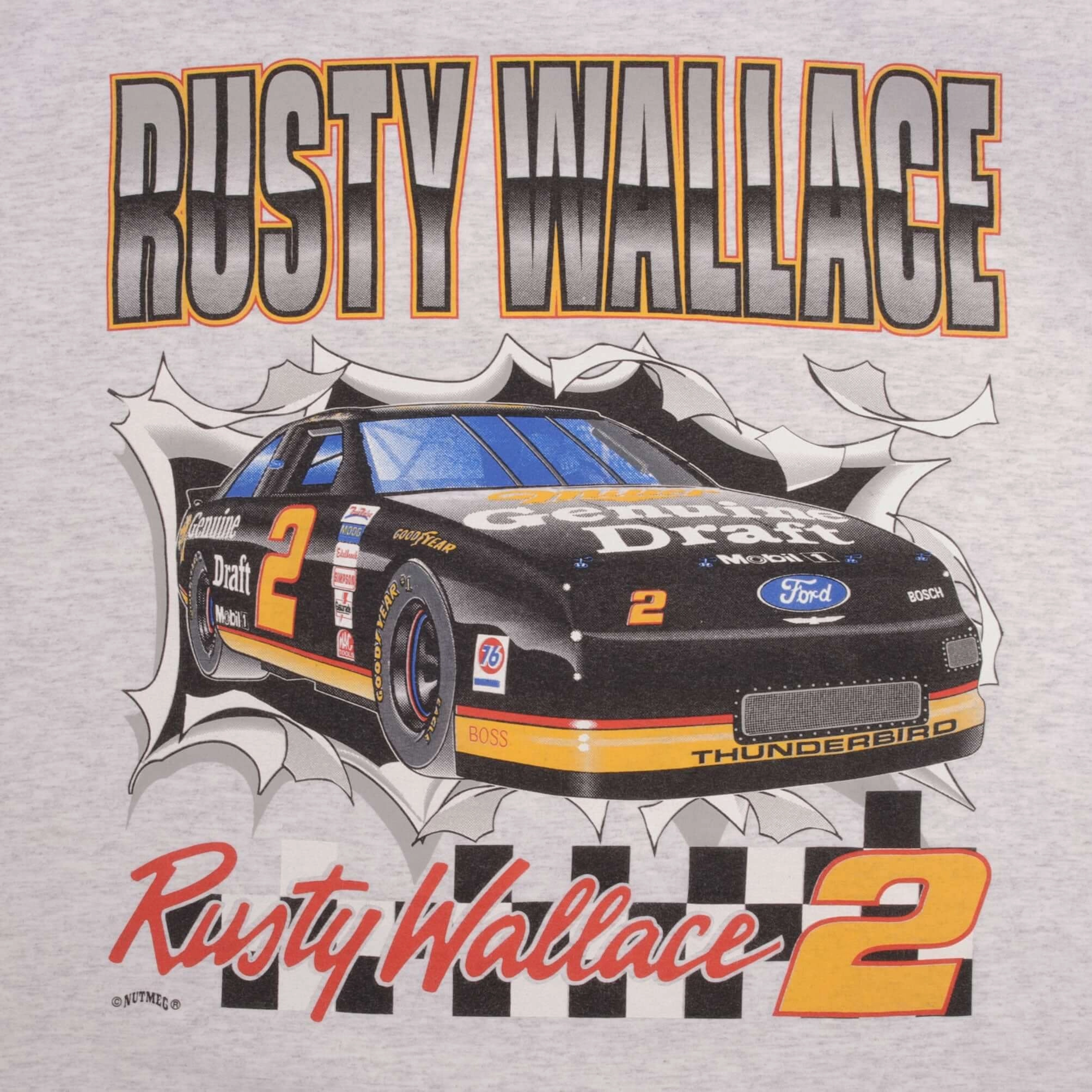 VINTAGE RACING NASCAR RUSTY WALLACE 1990S NUTMEG TEE SHIRT XL MADE IN USA