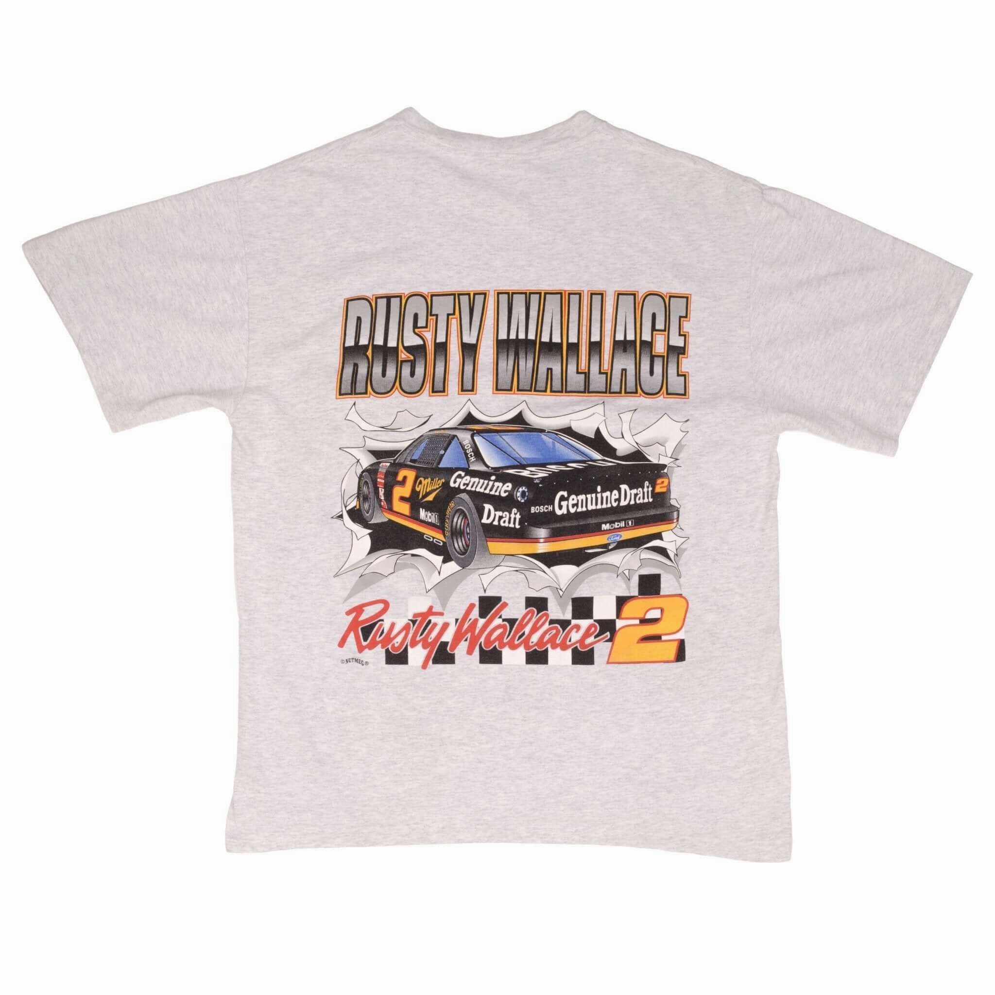 VINTAGE RACING NASCAR RUSTY WALLACE 1990S NUTMEG TEE SHIRT XL MADE IN USA