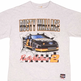 VINTAGE RACING NASCAR RUSTY WALLACE 1990S NUTMEG TEE SHIRT XL MADE IN USA