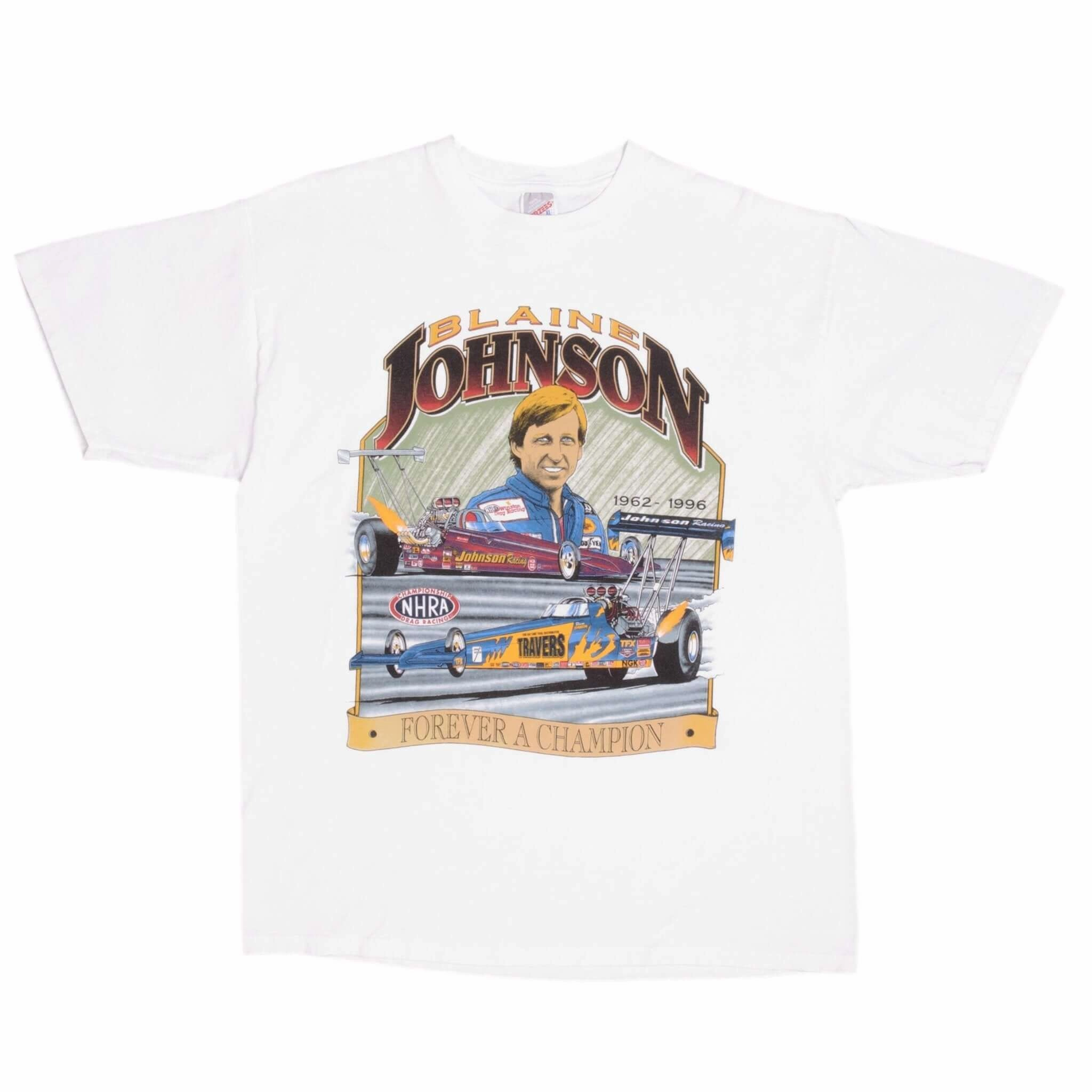 VINTAGE RACING NHRA BLAINE JOHNSON 1990S TEE SHIRT SIZE XL MADE IN USA