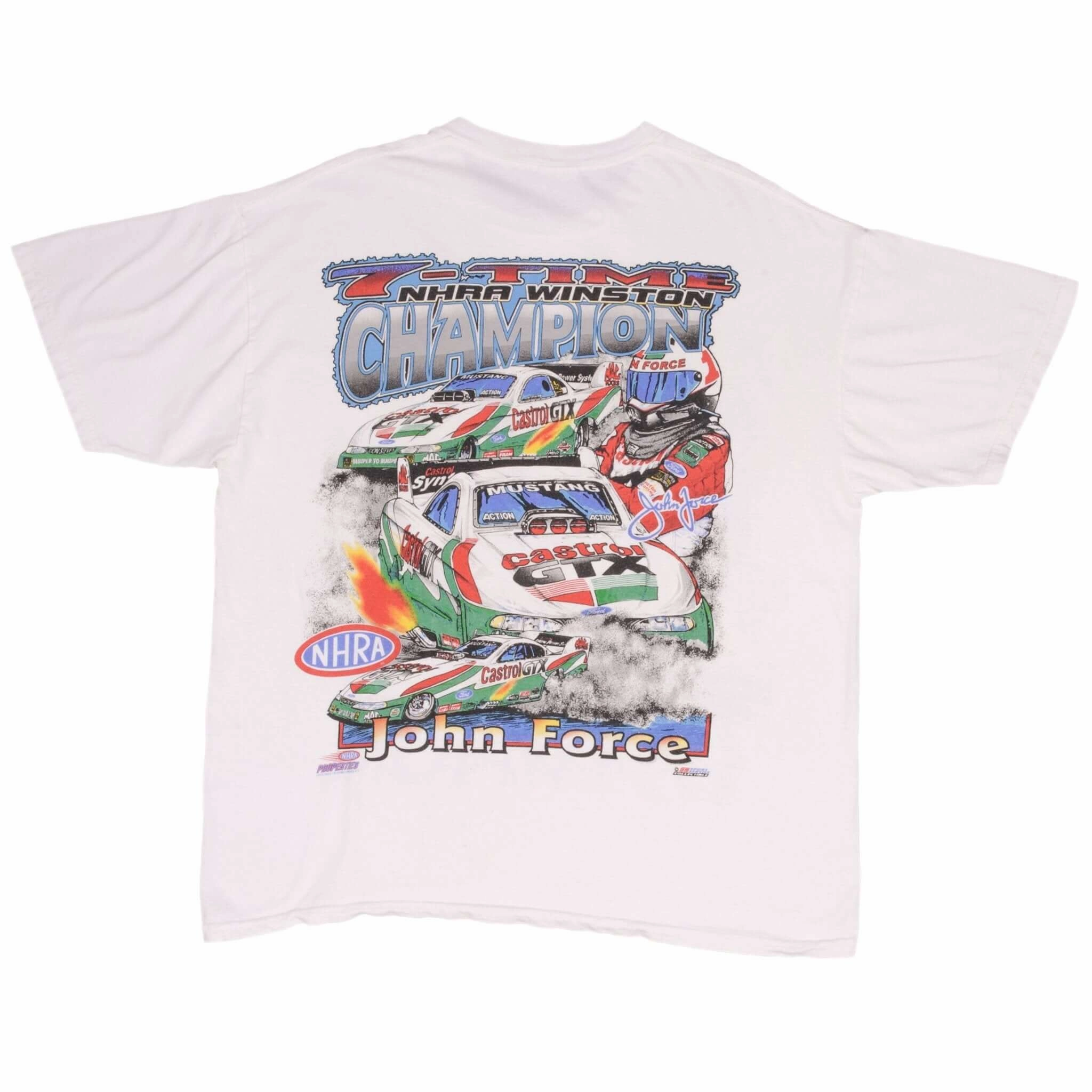VINTAGE RACING NHRA JOHN FORCE 7 TIME CHAMPION 1997 TEE SHIRT XL MADE IN USA