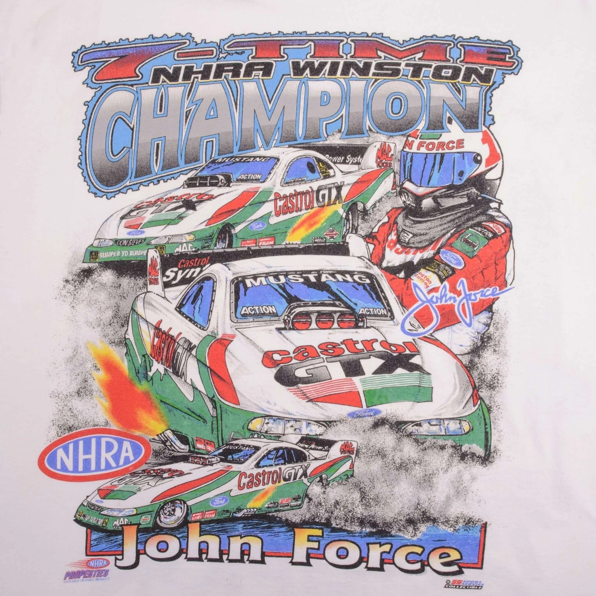 VINTAGE RACING NHRA JOHN FORCE 7 TIME CHAMPION 1997 TEE SHIRT XL MADE IN USA