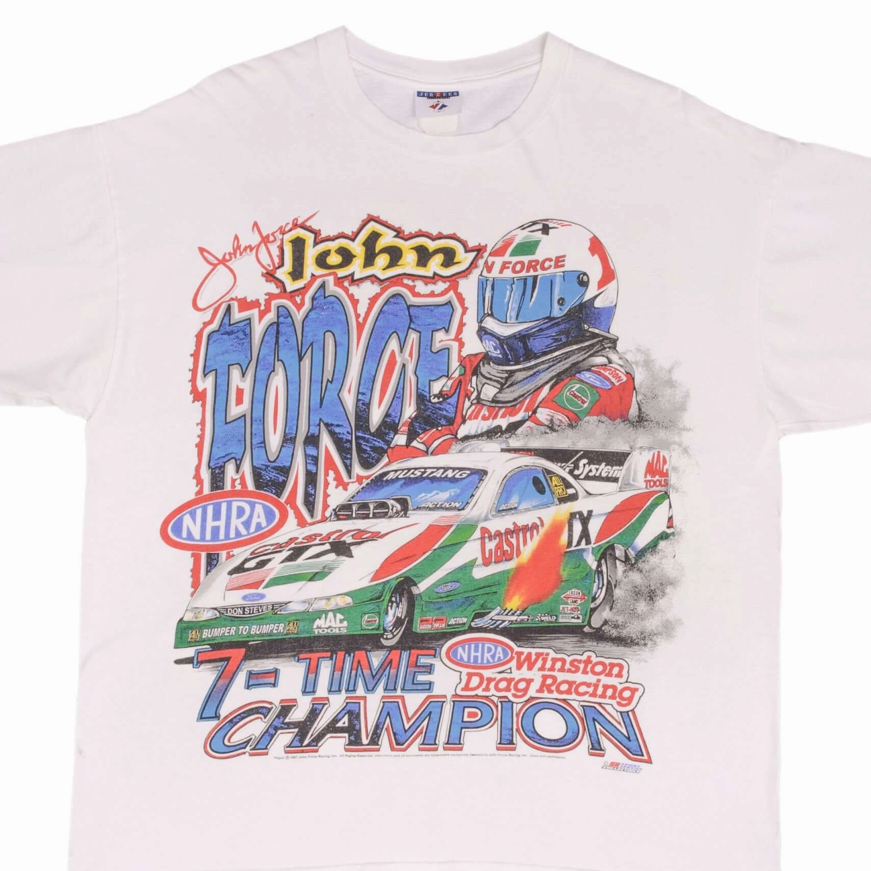 VINTAGE RACING NHRA JOHN FORCE 7 TIME CHAMPION 1997 TEE SHIRT XL MADE IN USA