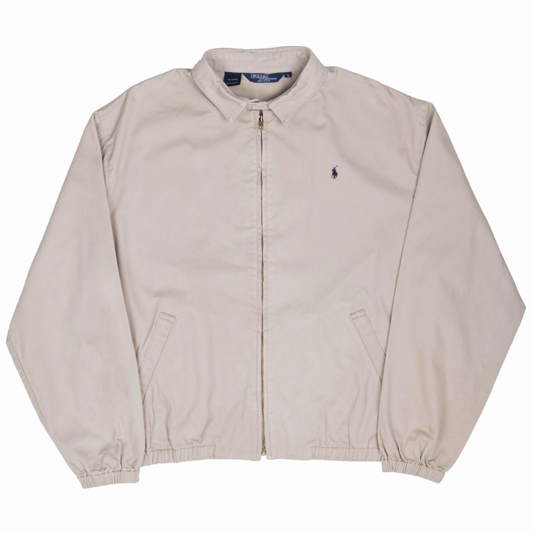 VINTAGE RALPH LAUREN BEIGE HARRINGTON GOLF JACKET 1990S LARGE MADE IN USA