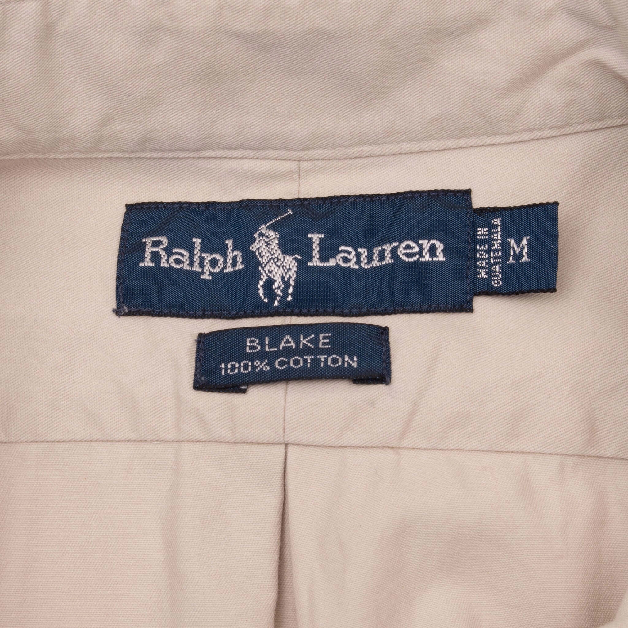 VINTAGE RALPH LAUREN BEIGE SHIRT 1990S SIZE MEDIUM