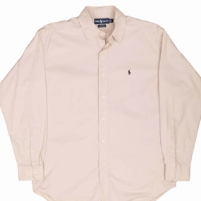 VINTAGE RALPH LAUREN BEIGE SHIRT 1990S SIZE MEDIUM