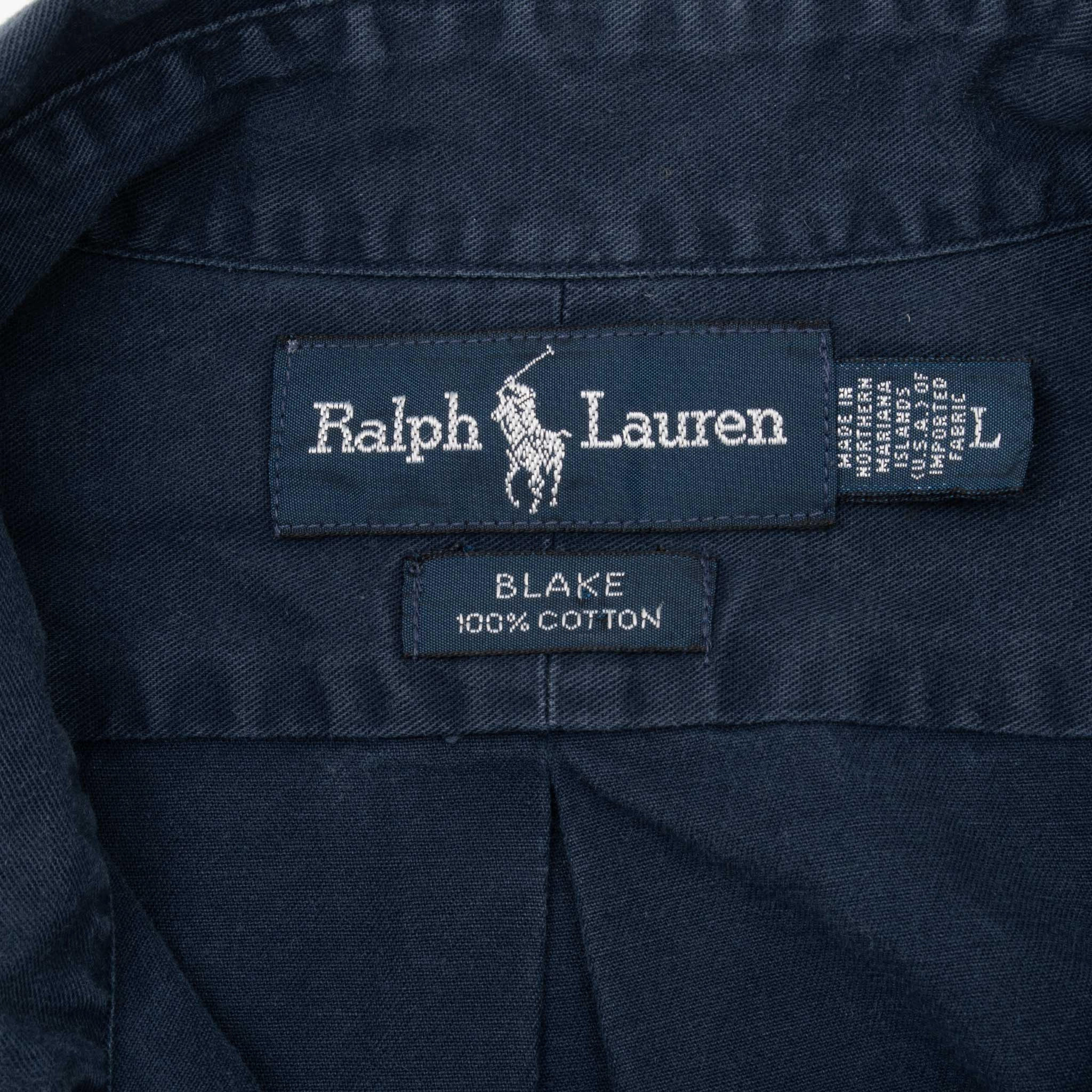 VINTAGE RALPH LAUREN BLUE SHIRT 1990S SIZE LARGE MADE IN USA